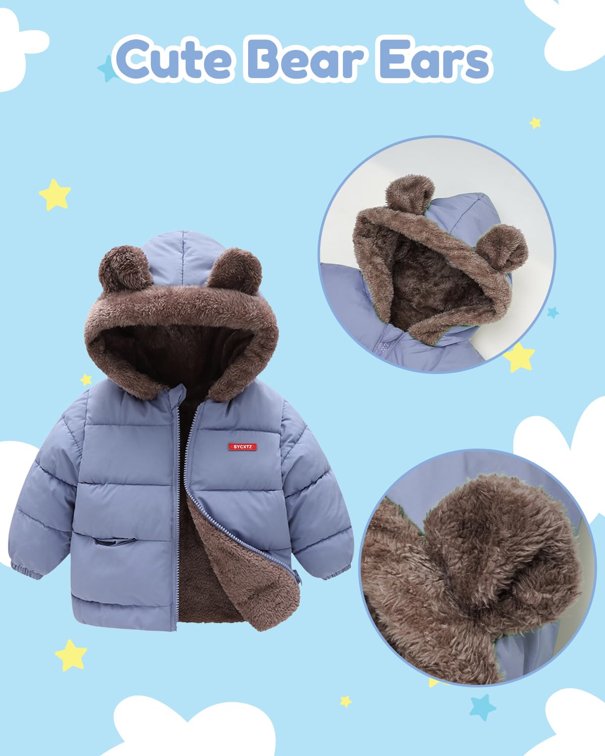 Baby Winter Fleece Coat Kids Boys Jacket Outwear Girls Padded Clothing