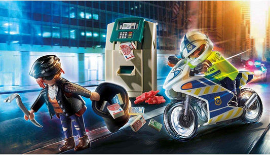 PLAYMOBIL City Action 70572 Polizei-Motorrad: Verfolgung des Geldräubers, Für Kinder von 4-10 Jahre