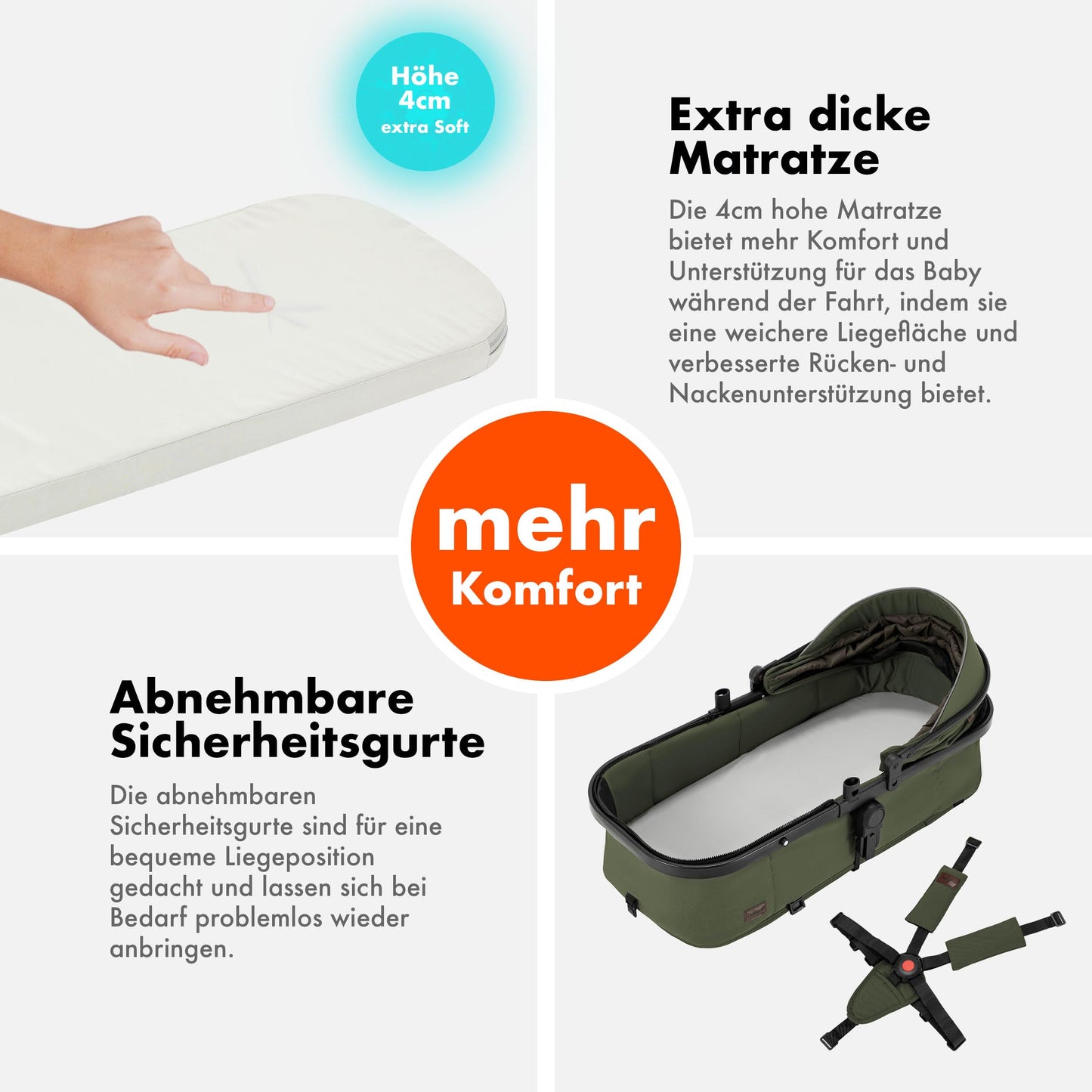 Daliya® FLEXI-PRO M 2in1 Kombikinderwagen & Buggy – XXL-Set, Reise-Kinderwagen mit Einhand-Abnahme, Wetterschutz, Sportsitz, Wickeltasche, Spieltisch, Regenschutz, dicke Matratze (Olivgrün)