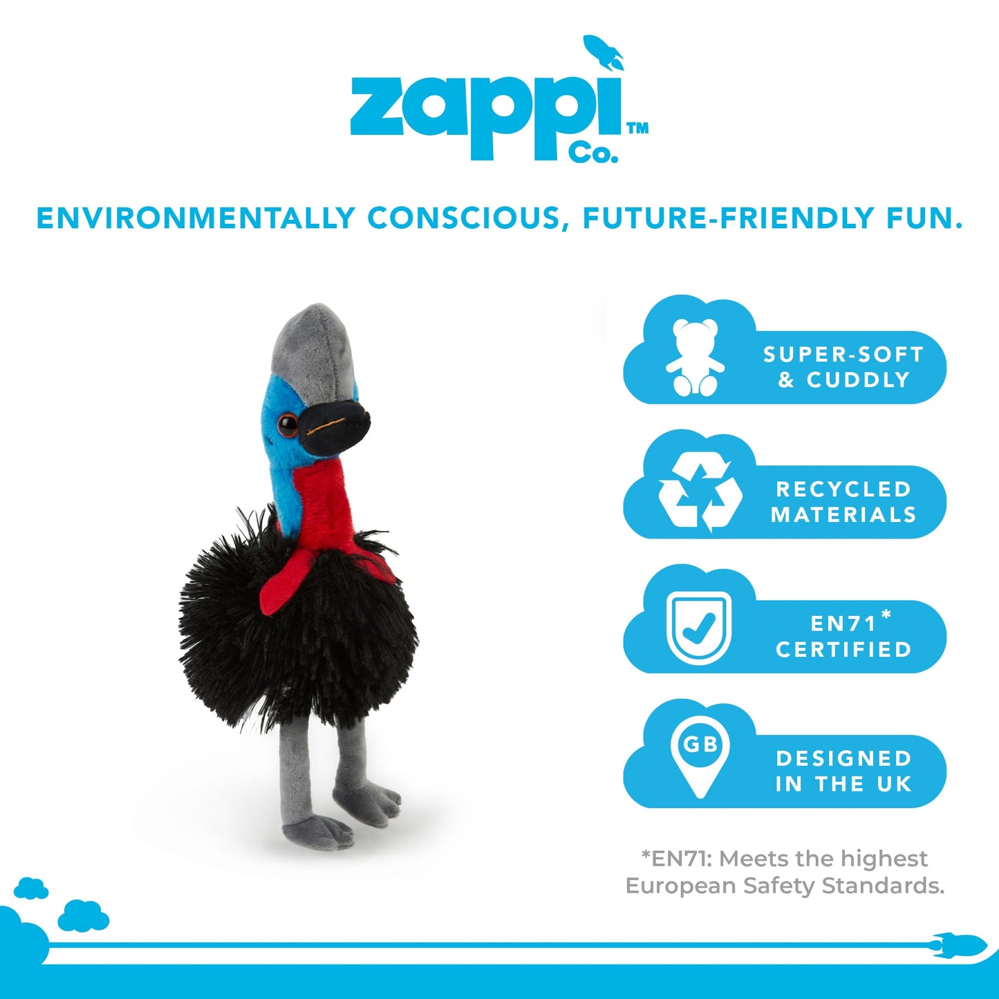Zappi Co 100% recycelte Plüsch-Plüschtiere - Weiche und kuschelige Stofftiere, perfekte Begleiter für Kinder und Neugeborene (13-15cm) (Elefant)