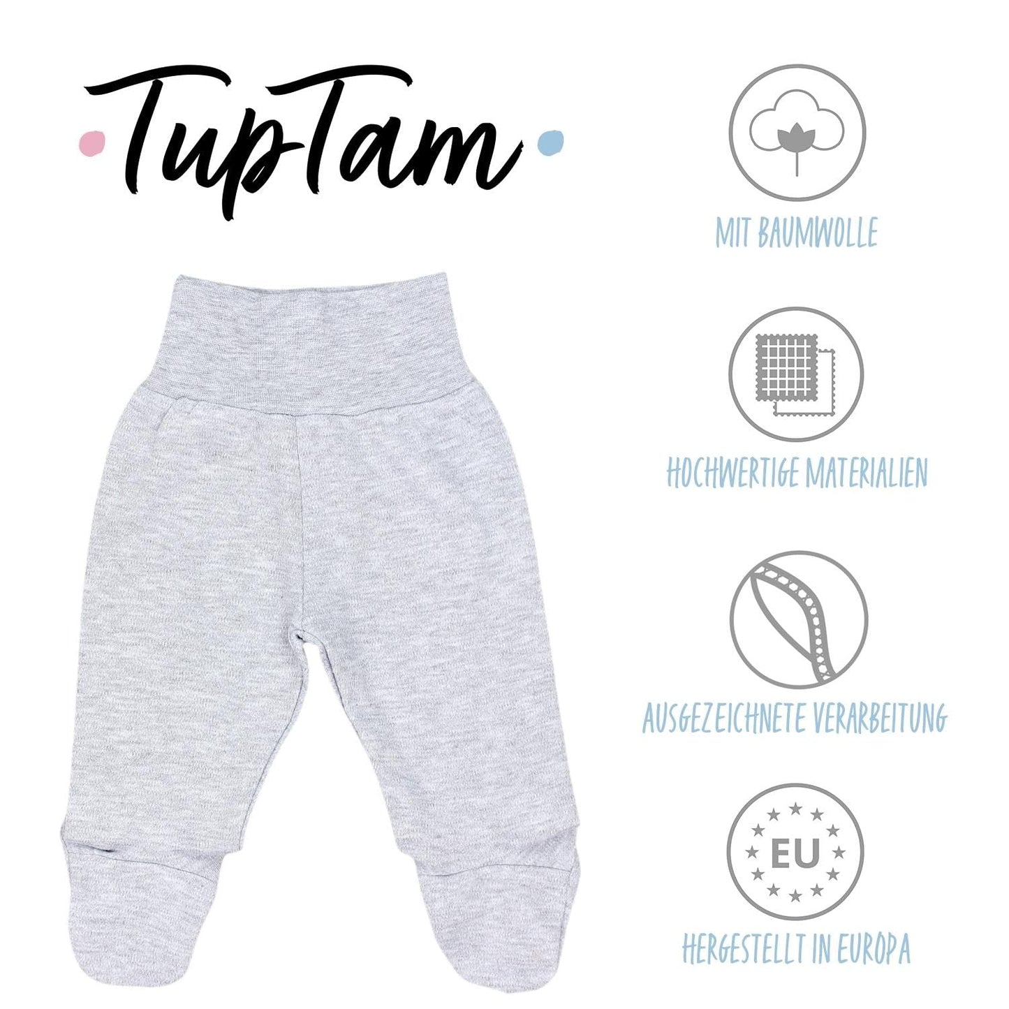 TupTam Pumphose Baby Jungen mit Fuß 3er Pack – Weiche Baby Hose aus Baumwolle mit Komfortbund