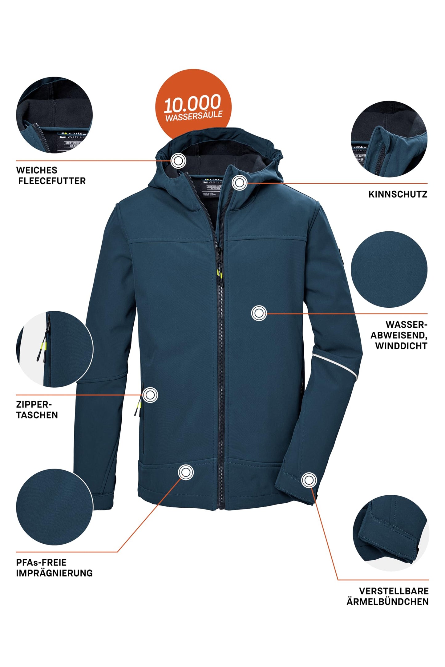 Killtec Boys Kos 143 Bys Sftshll Jckt Softshell Jacket / Outdoor Jacket with Hood