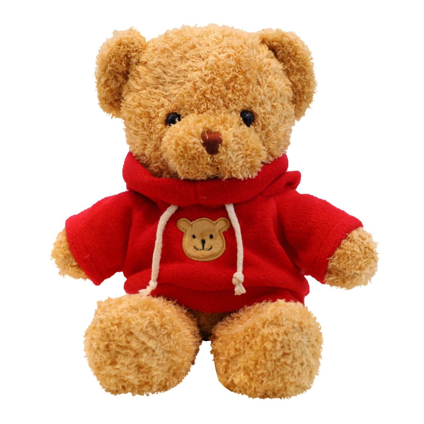 TROYSINC Teddy Bear Soft Fur Teddy Bear with Hood Paw Print Plush Toy Cuddly Toy Stuffed Toy Gift (Red, 30 cm)