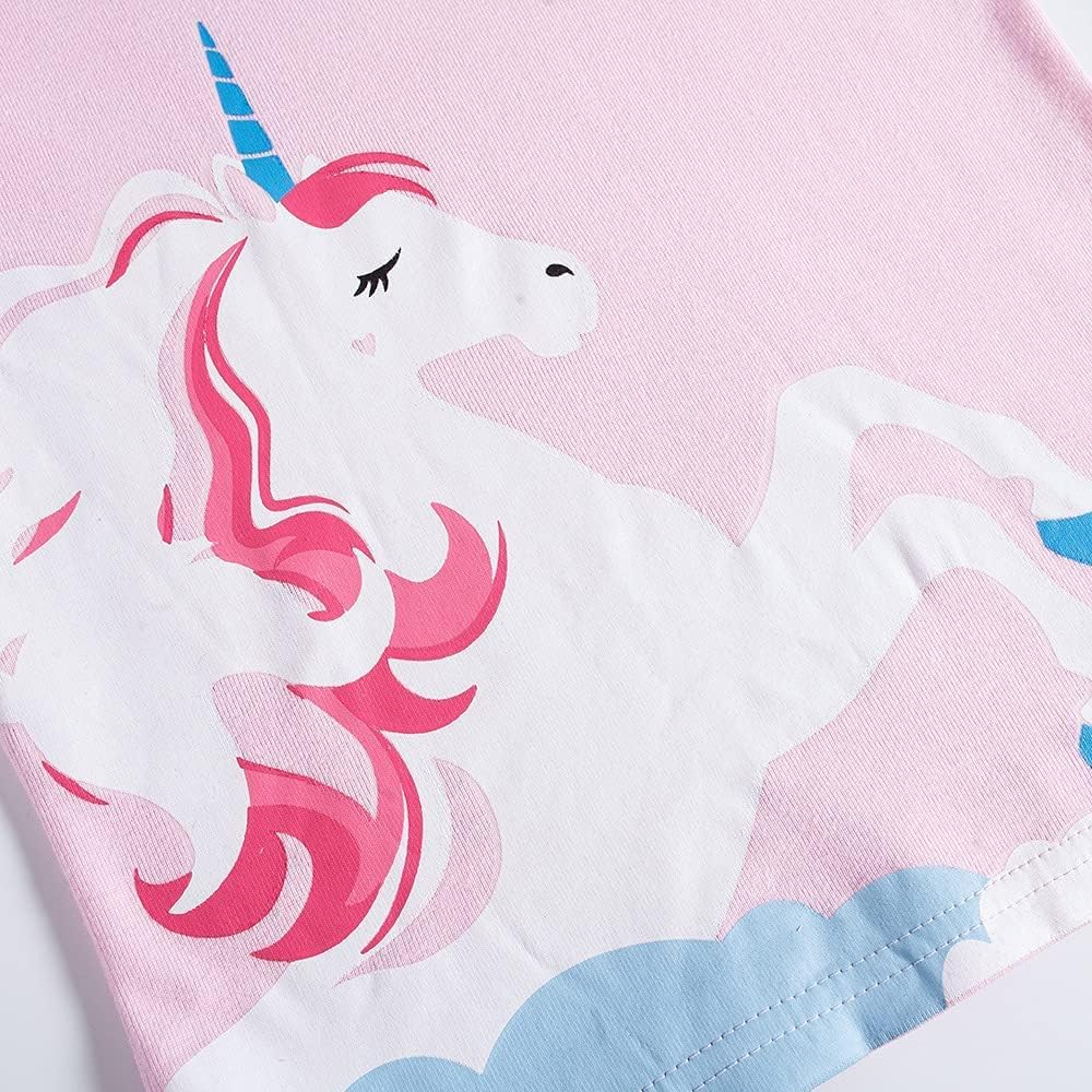 EULLA Kinder Mädchen Schlafanzüge Langarm Baumwolle Winter Pyjama Set Einhorn Prinzessin Dino Hase Eule Zweiteilig Nachtwäsche 1-10 Jahre 92 98 104 110 116 122 128 134 140
