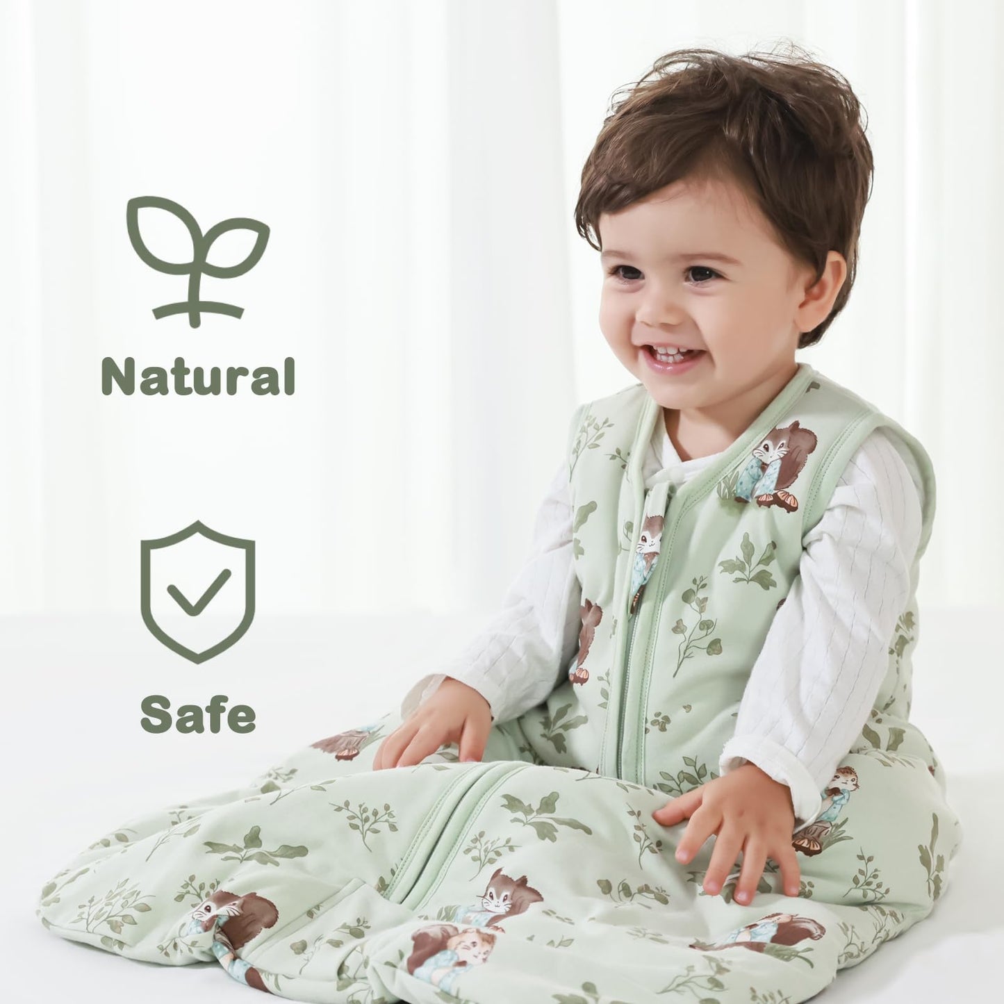 Mosebears Baby Sleeping Bag Winter 2.5 Tog, 100% Cotton Baby Winter Sleeping Bag for Babies 0-24 Months, M (6-12 Months)