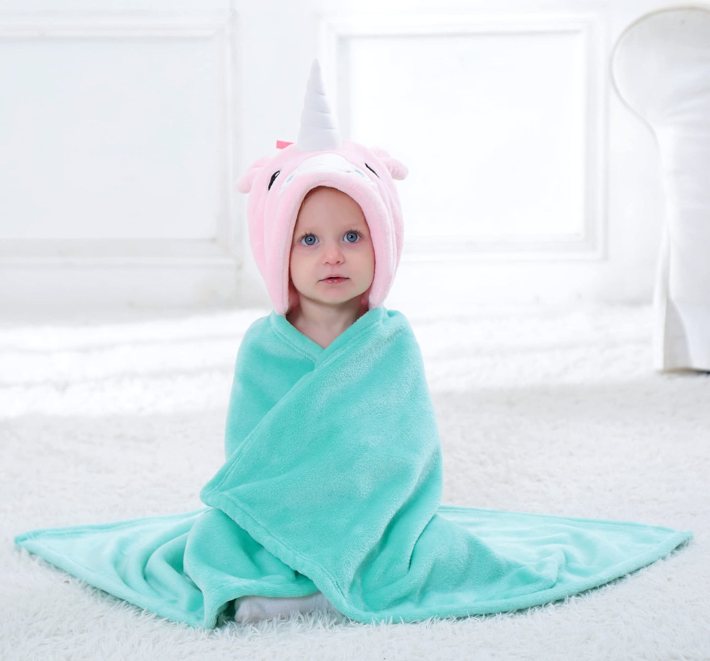 Doladola Baby Decke Babys Tier Design,Flanell Kinder Decke Kapuzenhandtuch für Mädchen und Jungen,Baby Kapuze Badeponcho Kinder Warm(gelbe Ente)