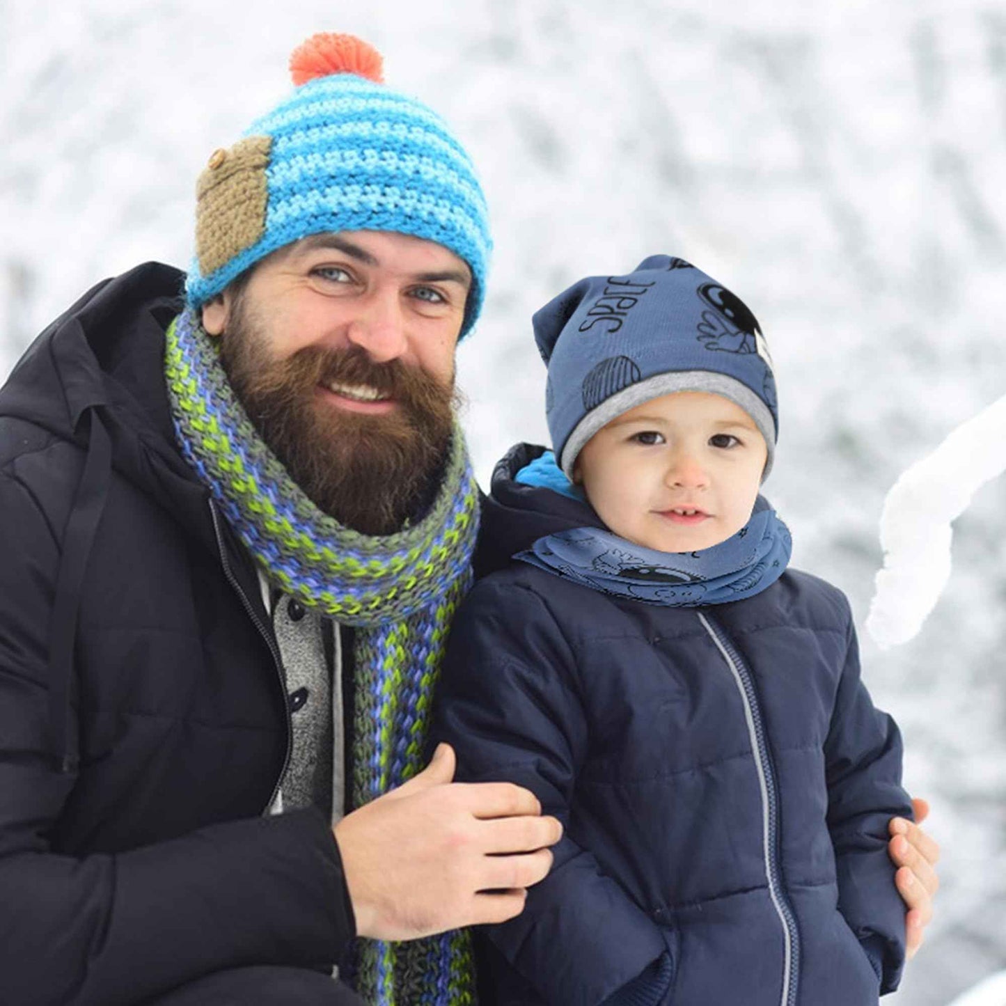 Kinder Beanie Mütze & Loop Schal Set, 95% Baumwolle Mütze Schal Set Mädchen Jungen 2-8 Jahren, Schlauchschal Warme Wintermütze Strickmützen für Herbst Winter Frühling