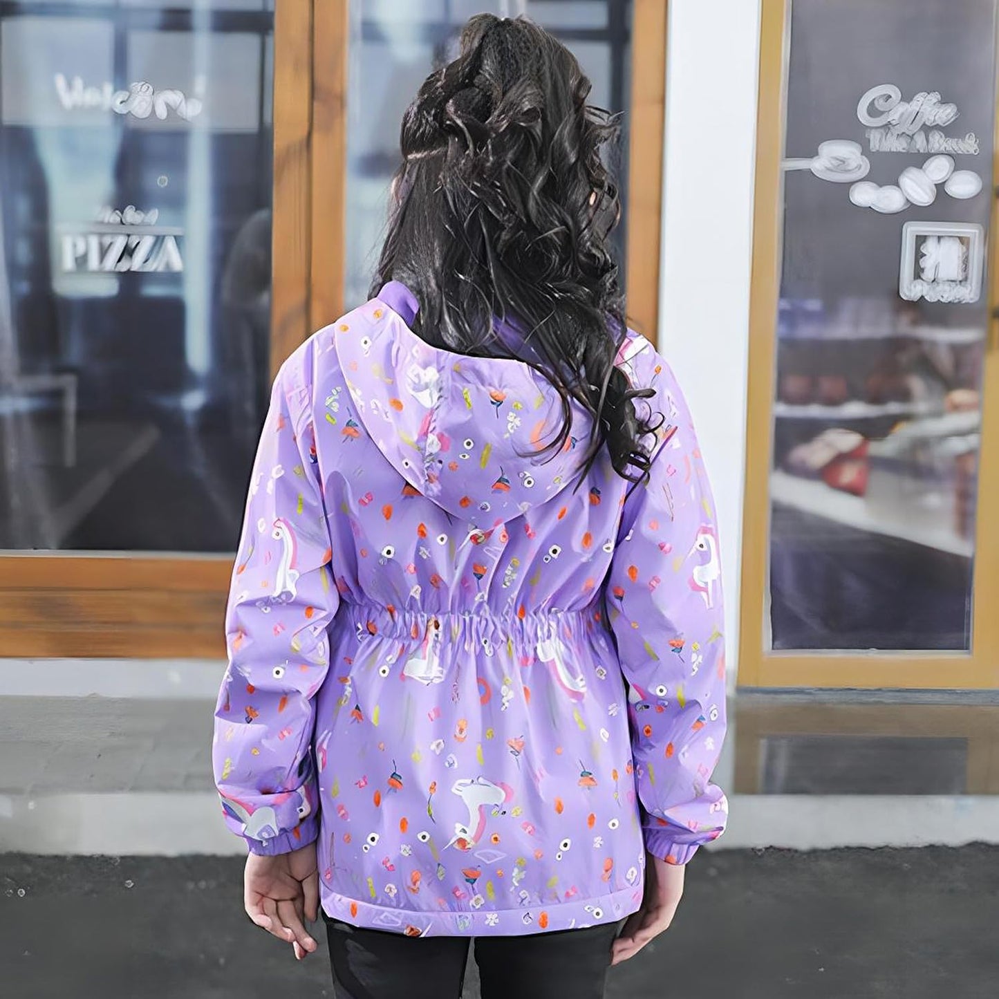 linboo softshell jacket girls' transitional jacket with hood, fleece-lined windbreaker, breathable rain jacket, waterproof outdoor jacket for children
