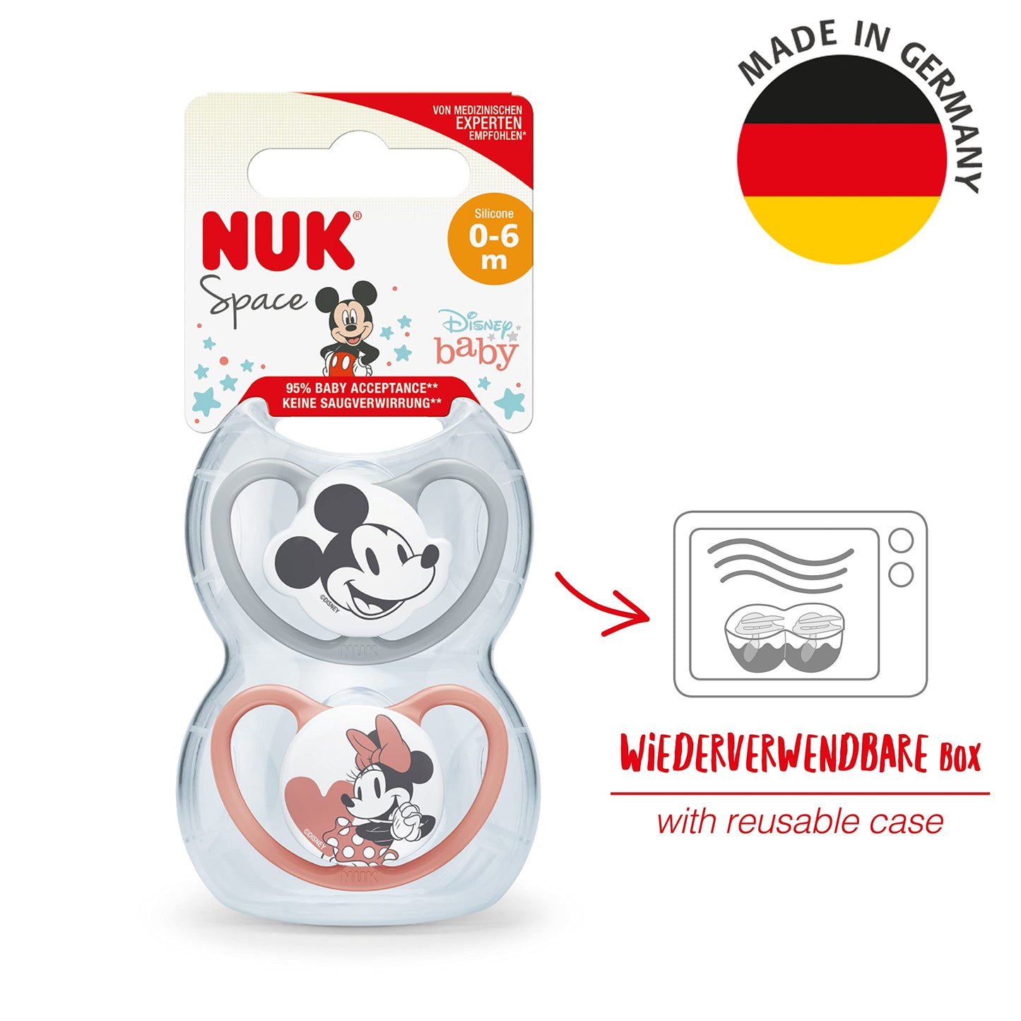 NUK Space Schnuller | 0–6 Monate | Schnuller mit extra Belüftung | BPA-freies Silikon | Disney Winnie Puuh | 2 Stück