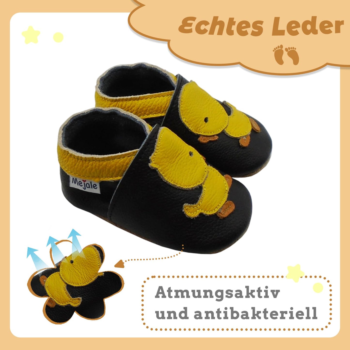 Mejale Leather Baby Shoes First Walking Shoes Crawling Shoes Toddler Children's Shoes Slippers