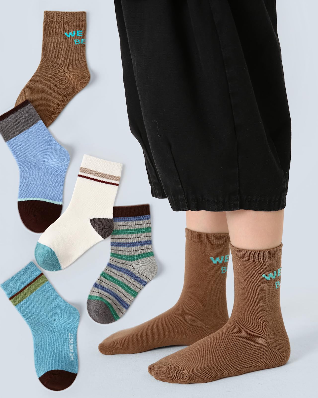 Kyopp 10 Paar Socken Kinder Mädchen und Jungen Klassisch Socken Lustig Cotton Socken Crew Socks Winter/Sommer
