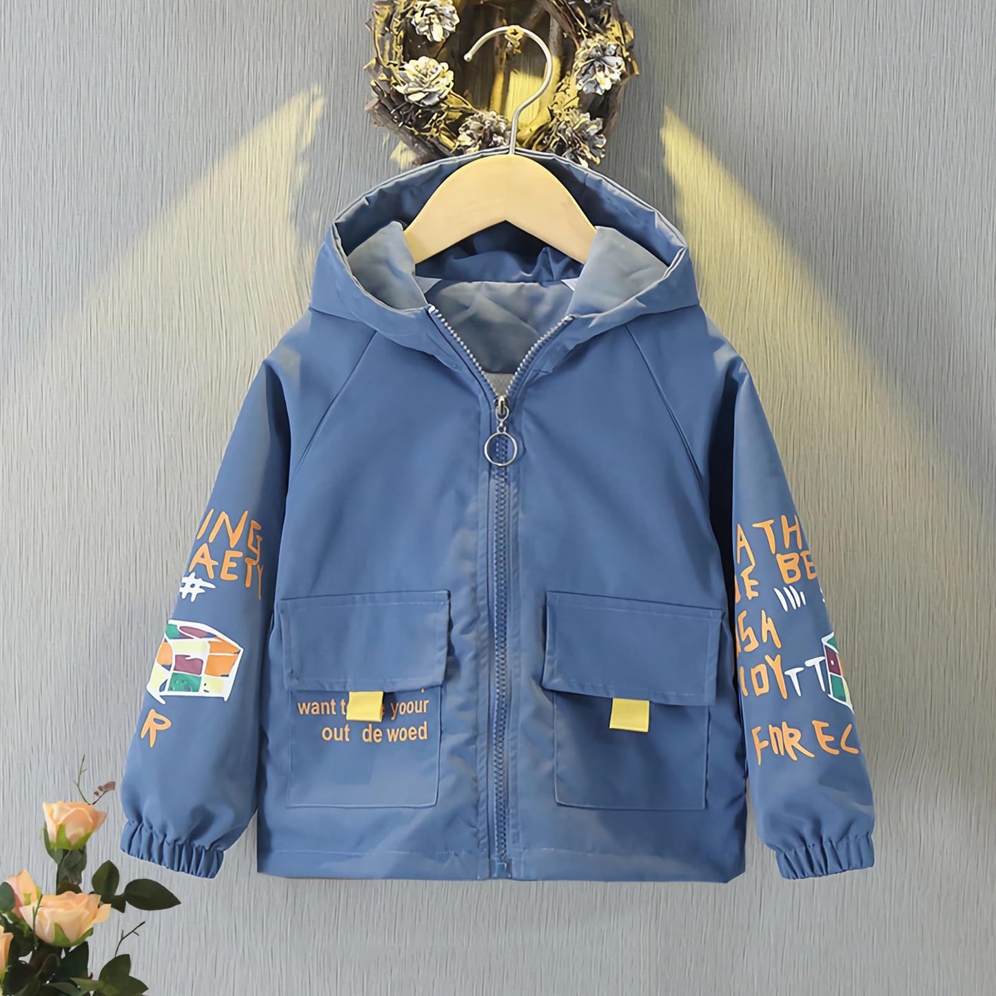 L SERVER Transition Jacket Boys Windbreaker with Hood Fashion Trench Coat Children Lightweight Windbreaker Outdoor Jacket for Spring and Autumn
