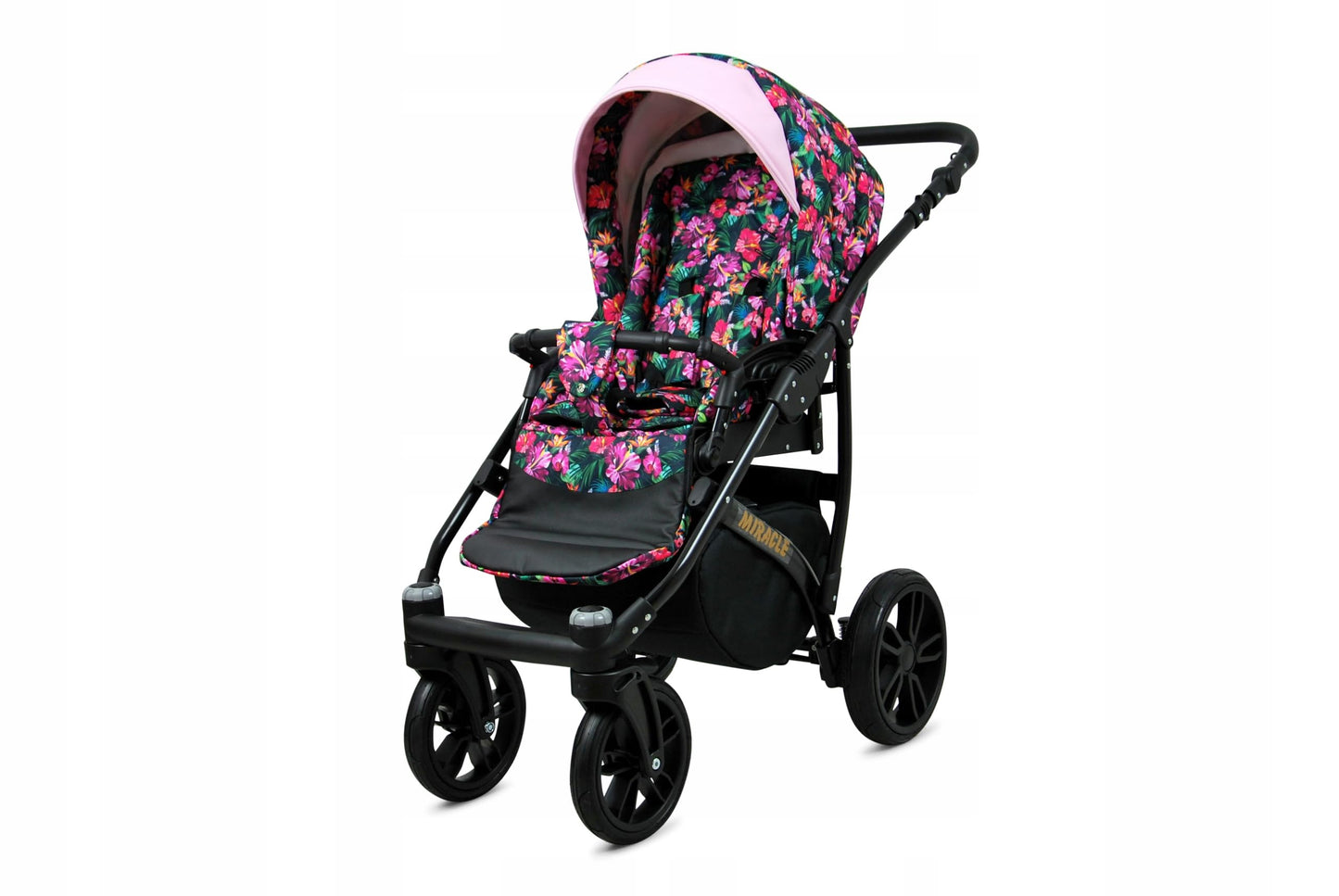 BabyLux Miracle 2-in-1 Baby Pushchair Deep and Pushchair with Accessories Adjustable and Foldable Aluminium Construction Waterproof Non-Removable Wheels Gold Leaf