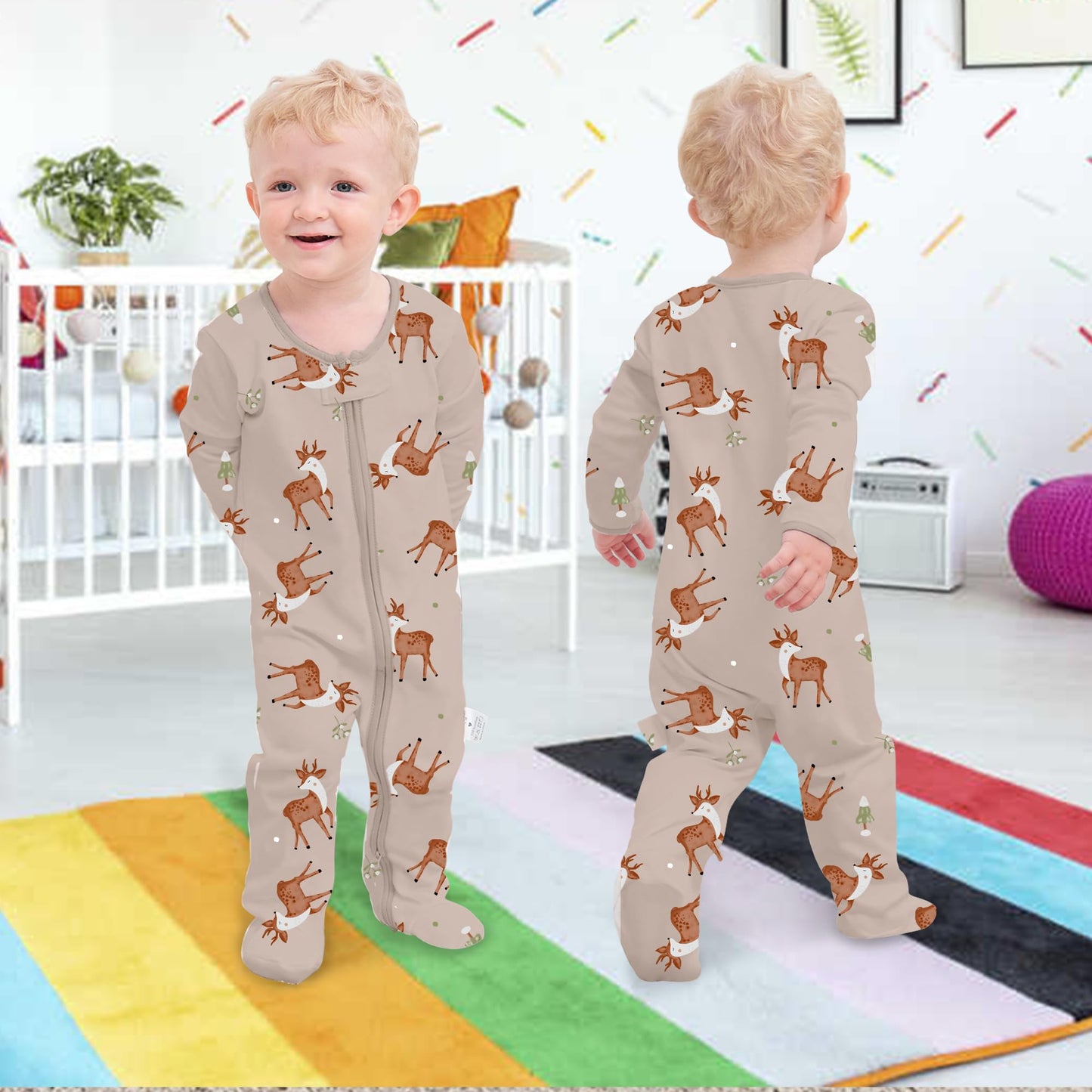 Newborn Baby Boys Girls Rompers with Foot Baby Pajamas One-Piece Long Sleeve Jumpsuit Infant Spring Autumn Bodysuit, 3 Pack