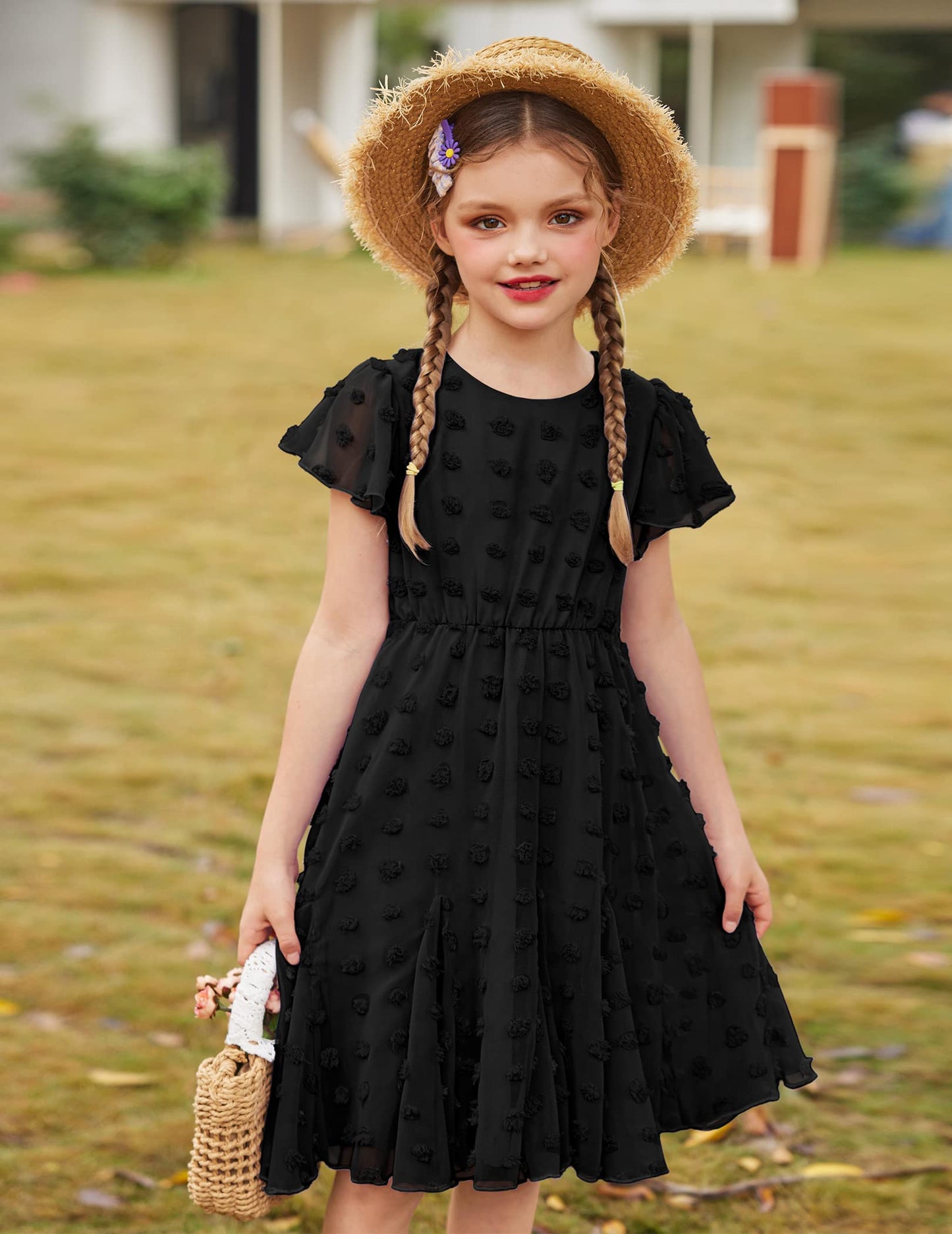 Flypigs Kleid Mädchen Festlich Hochzeit Party Kurzarm Sommer Freizeitkleid Prinzessin Chiffon Kleider Kinder Teenager Kleidung 3-12 Jahre