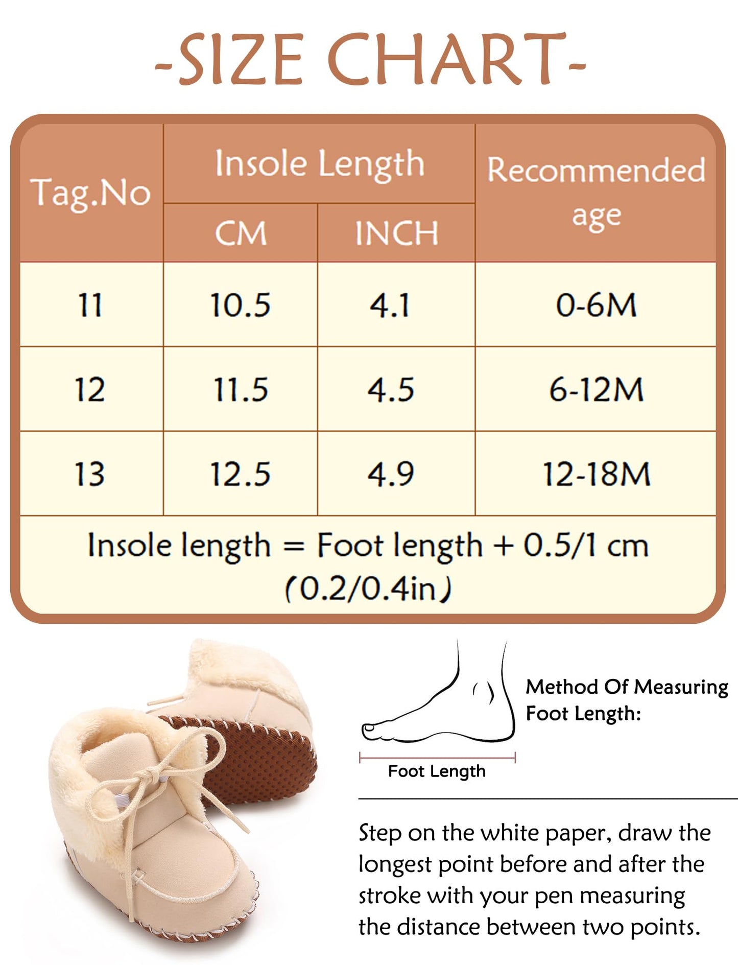 Adigau Baby Boys Girls Winter Boots Soft Sole Warm Boots Lace Flat Prewalker Snow Boots 0-18 Months