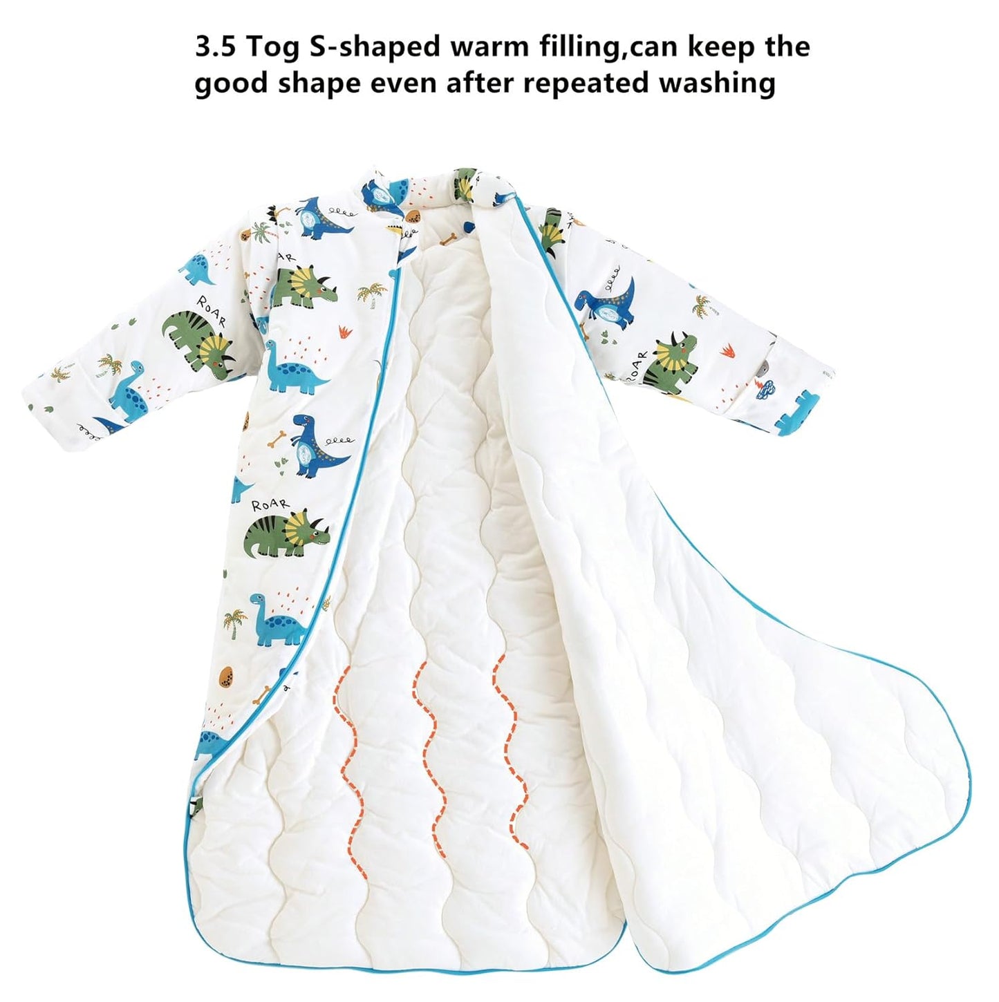 Chilsuessy Baby Sleeping Bag Winter, Removable Sleeves, Warm Lined 3.5 Tog Winter Sleeping Bags, Boys/Girls Sleeping Bag for Toddlers from 6 Months to 6 Years