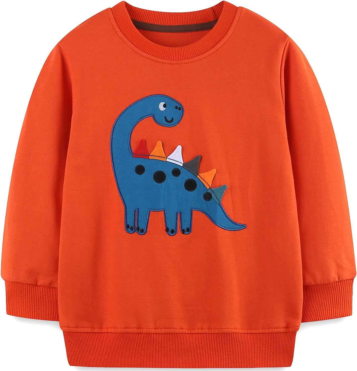 MUJOQE Jungen Sweatshirt Baumwolle Pullover Kinder Warme Langarm Shirt Activewear Tops 1-7 Jahre