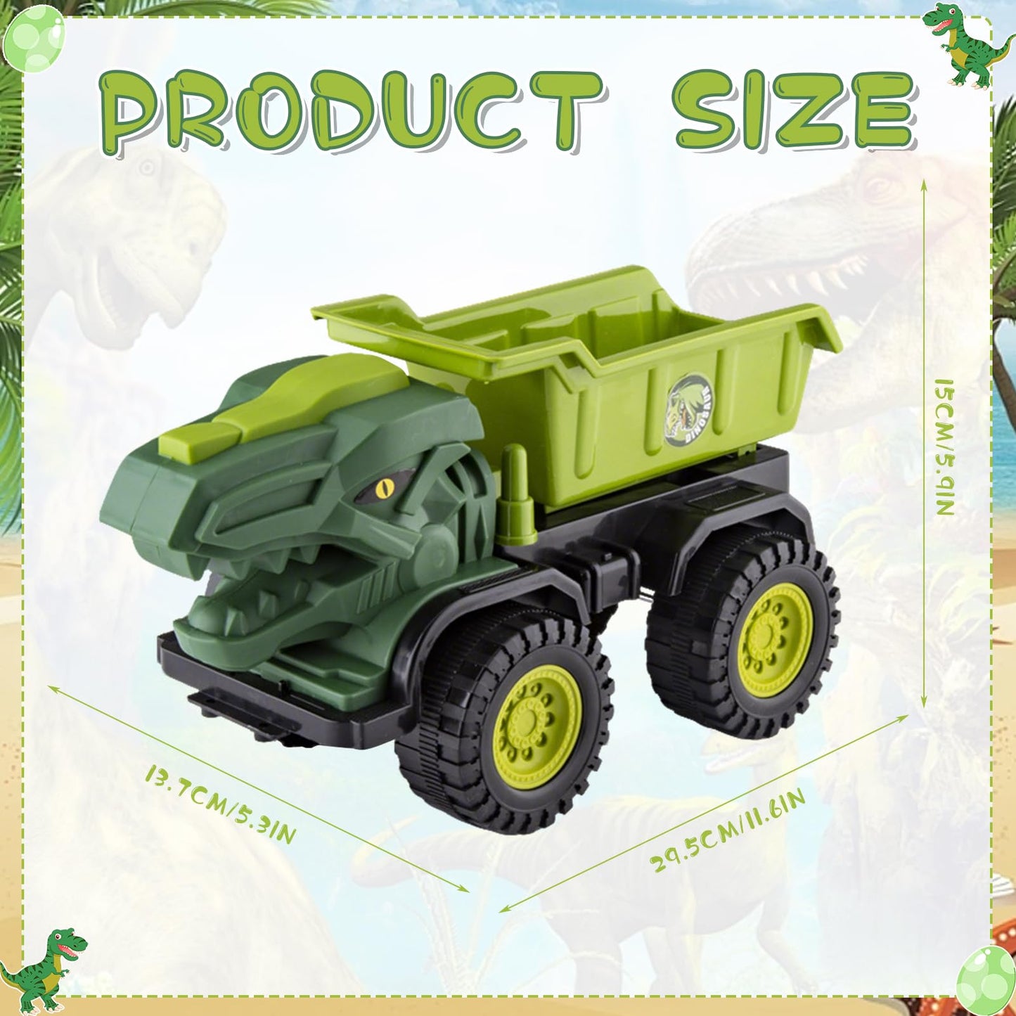 Baustellenfahrzeuge ab 3 Jahren, Set mit 3 Dinosaurier-Sandgruben-Spielzeugset mit Bagger, Transporter, Muldenkipper, robustem Sandspielzeugfahrzeugen Auto, geeignet als Sandspielzeug für Kinder ab 2+ (01)
