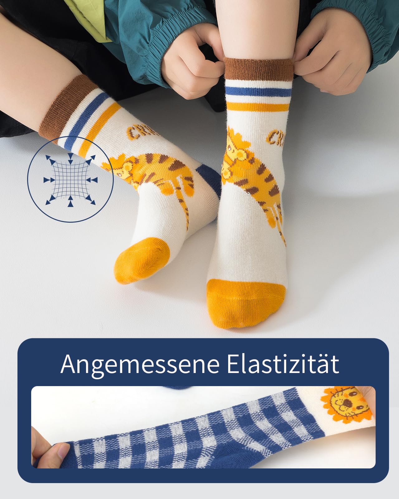 Kyopp 10 Paar Socken Kinder Mädchen und Jungen Funny Socken Lustig Animals Cotton Socken Crew Socks Winter/Sommer