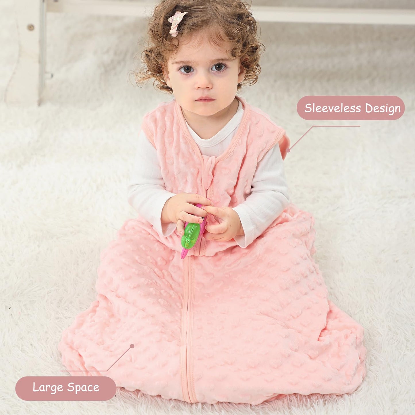 Looxii Baby Sleeping Bag Winter Cotton Winter Sleeping Bag 2.5 TOG Sleeping Bags Warm Baby Sleeping Bag Newborn for Autumn Winter Pink Rabbit 12-18 Months