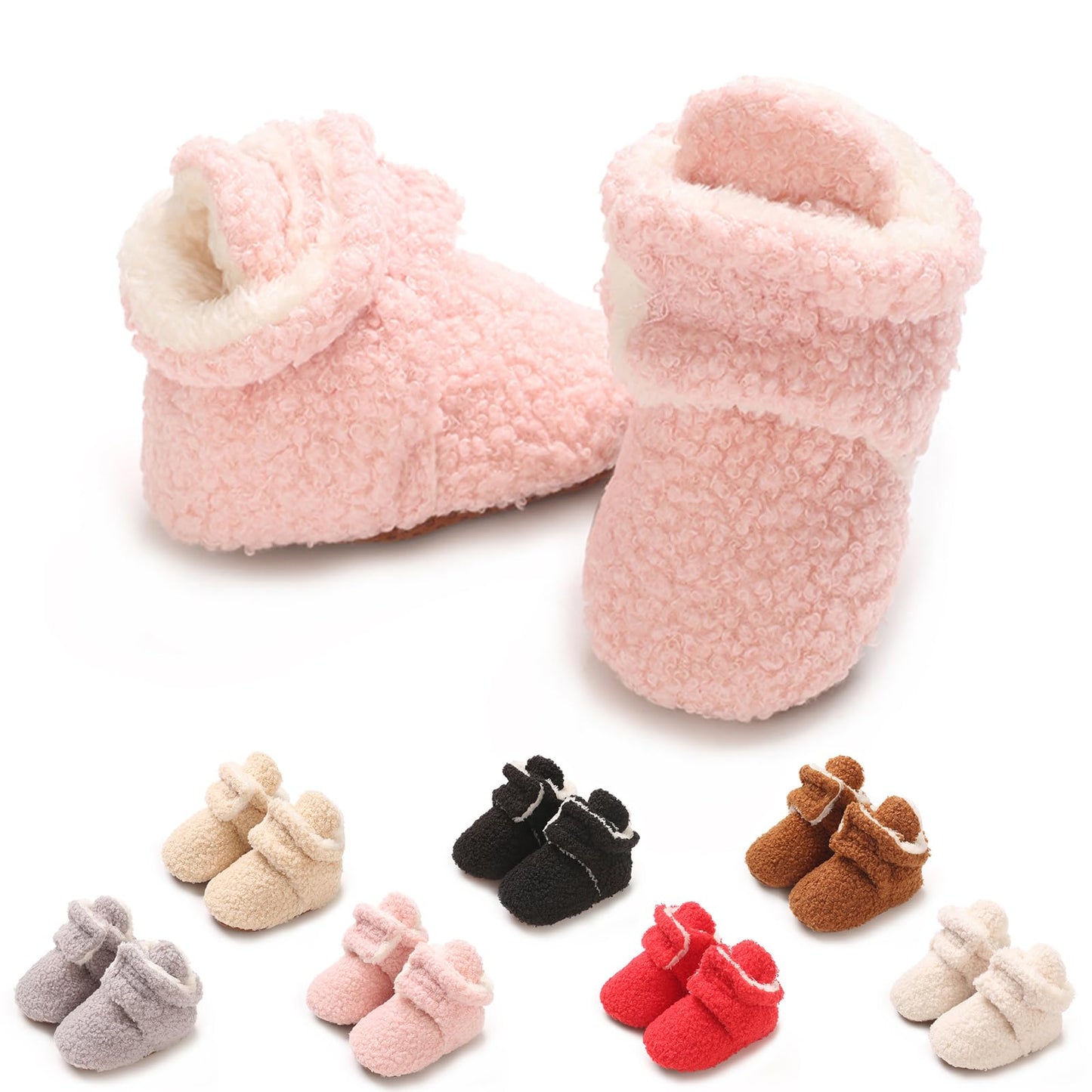 YloveM Toddler Baby Boys Girls Booties, Unisex Newborn Winter Shoes Thick Snow Boots Non-Slip Sole Soft Toddler Warm Sock Shoes