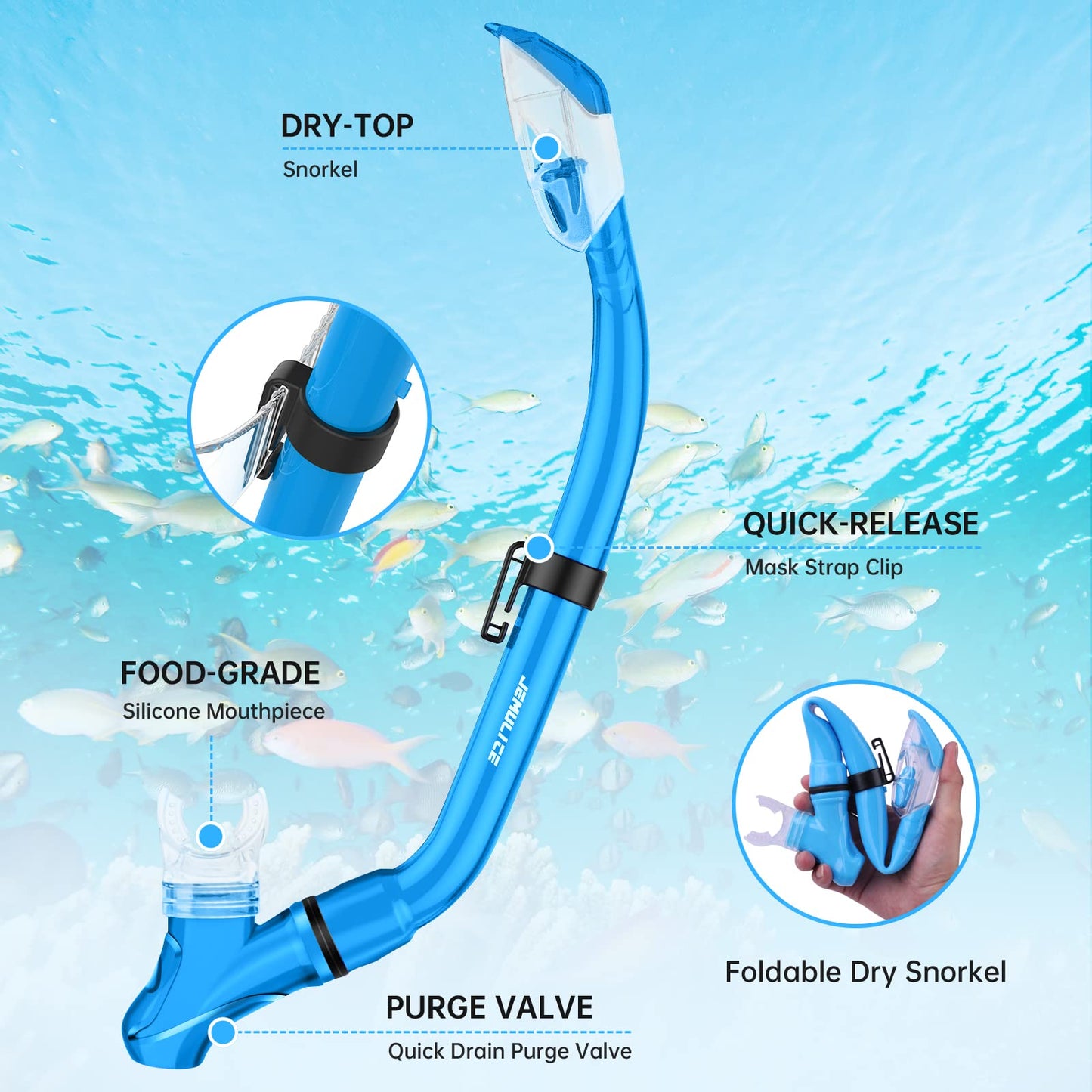 JEMULICE Taucherbrille Kinder, Schwimmbrille Kinder Schnorchelmaske für Jungen Mädchen, Tauchmaske mit Nasenabdeckung 180°Panorama HD Anti Nebel Anti-Leck Schwimmmaske für Kinder 4-16 Jahre