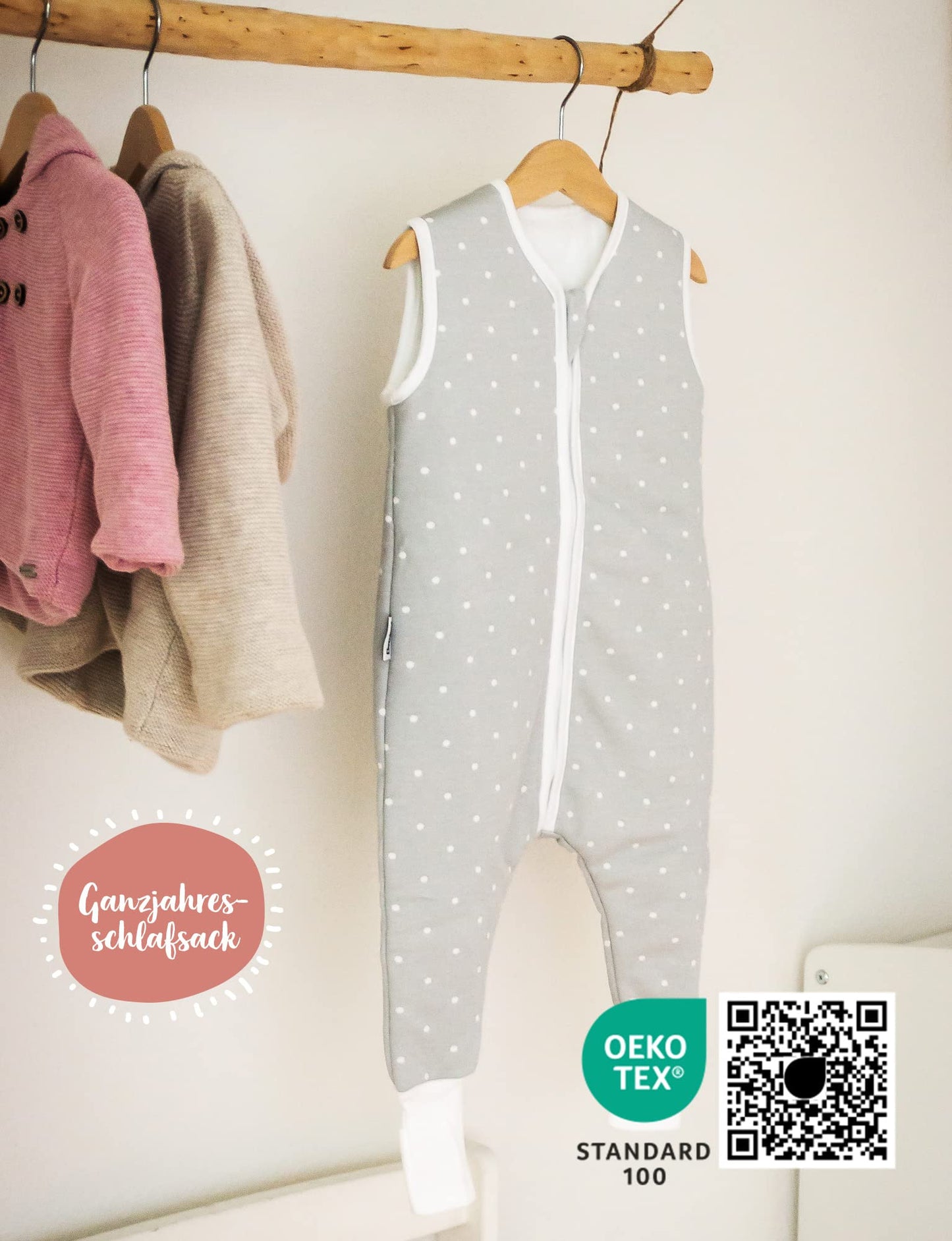 Ehrenkind® Baby Sleeping Bag with Feet, 2.5 Tog, Organic Cotton, All-Year Sleeping Bag, Oeko-Tex Seal, Children’s Winter and Summer Sleeping Bag