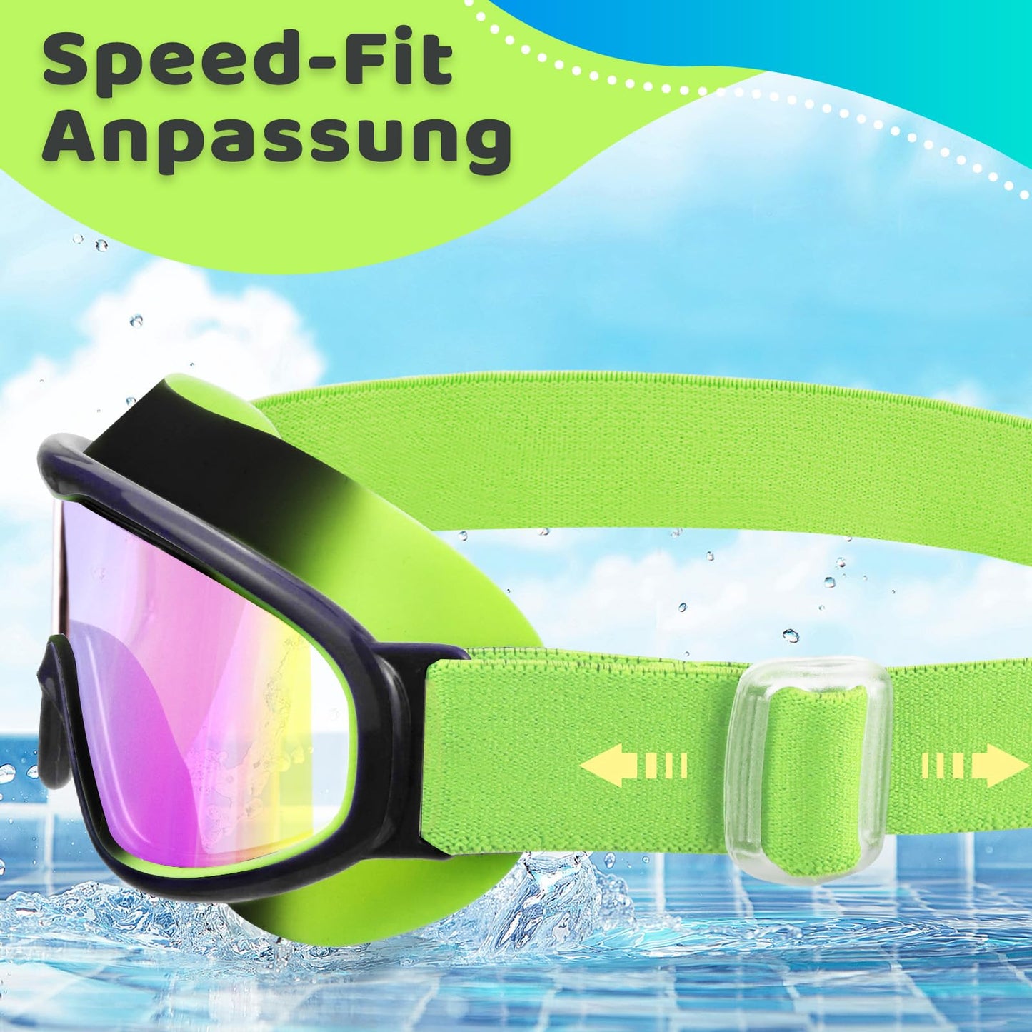 Vvinca Kids Swimming Goggles with Comfort Fabric Strap Wide Angle Anti-Fog UV Protection Waterproof Swimming Goggles for 3-14 Years