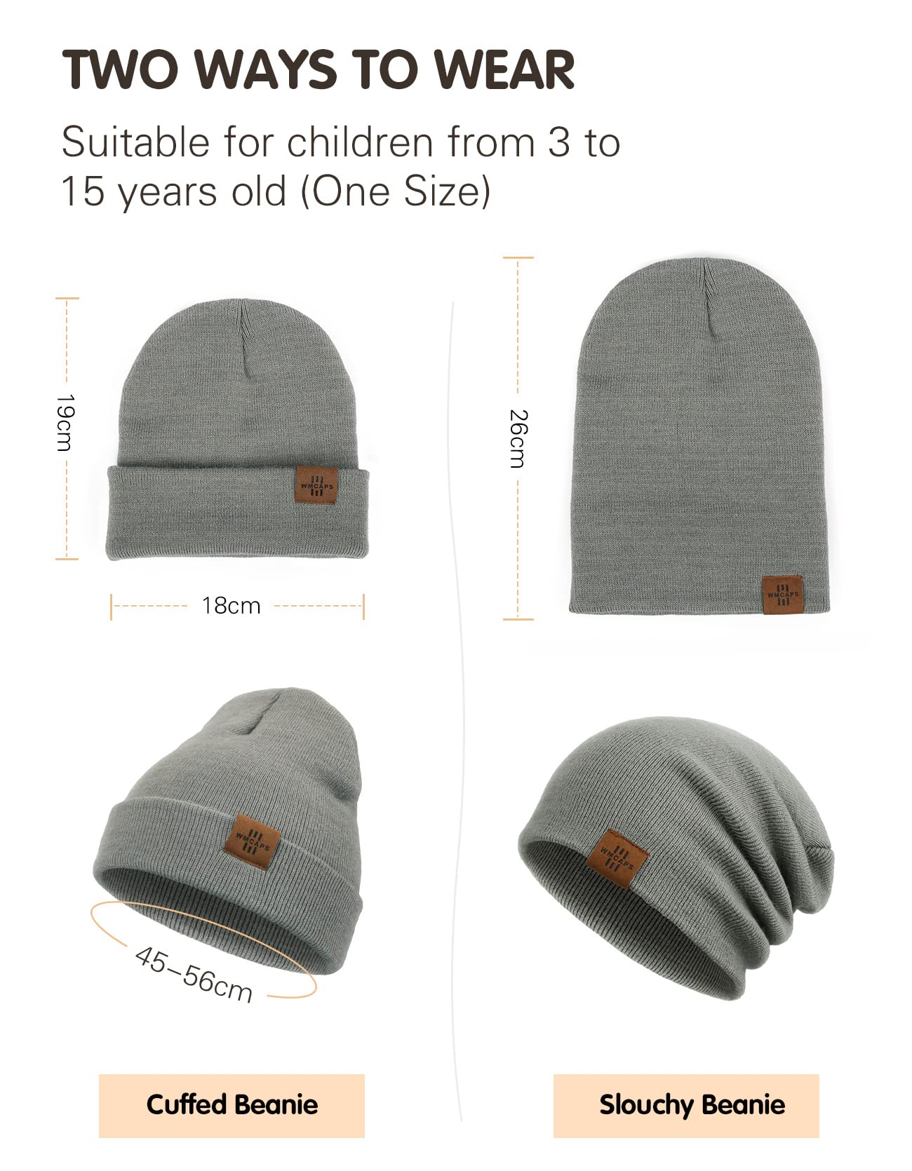 Wmcaps Mütze Kinder Jungen, Warme Weiche Wintermützen für Mädchen Kleinkind Baby, Doppellagige Strickmütze Kinder