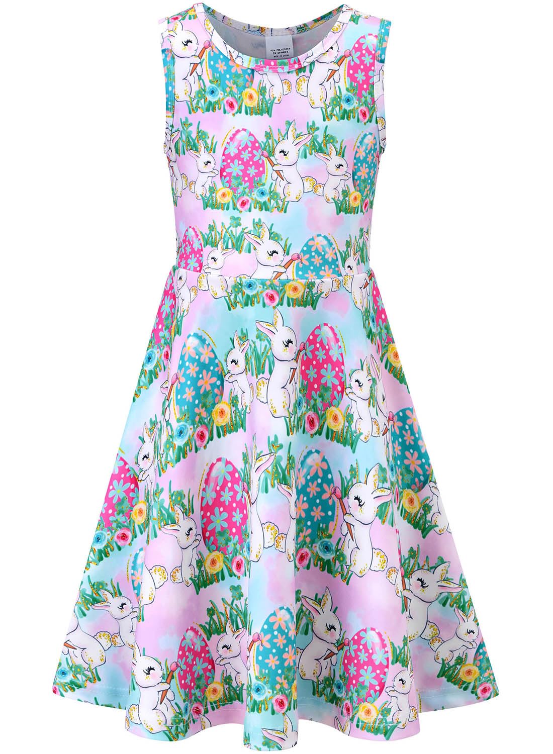 kids4ever Mädchen Kleid Ärmellos Sommerkleid Rundhals A-Linie Swing Kleid Meerjungfrau Galaxie Prinzessin Party Geburtstag 4-12 Jahre