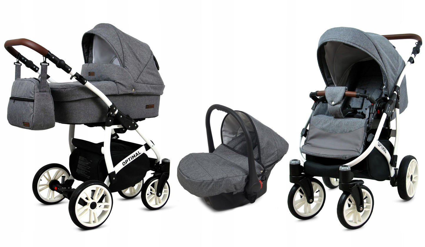 BabyLux® Kinderwagen Set 4 in 1 - Optimal - incl. Babywanne, Buggy Sportsitz, Auto-Babyschale, ISOFIX-Basisstation - Autositz - Kinderwagenset - Kombikinderwagen mit Wickeltasche usw.