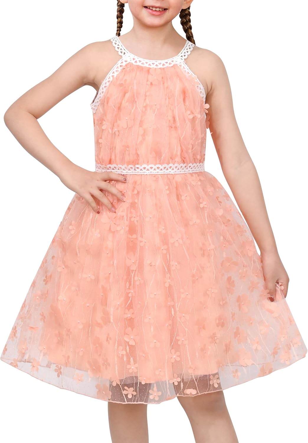 Sunny Fashion Mädchen Kleid Türkis Schmetterling Gestickt Halfter Kleid Party Gr. 104-146