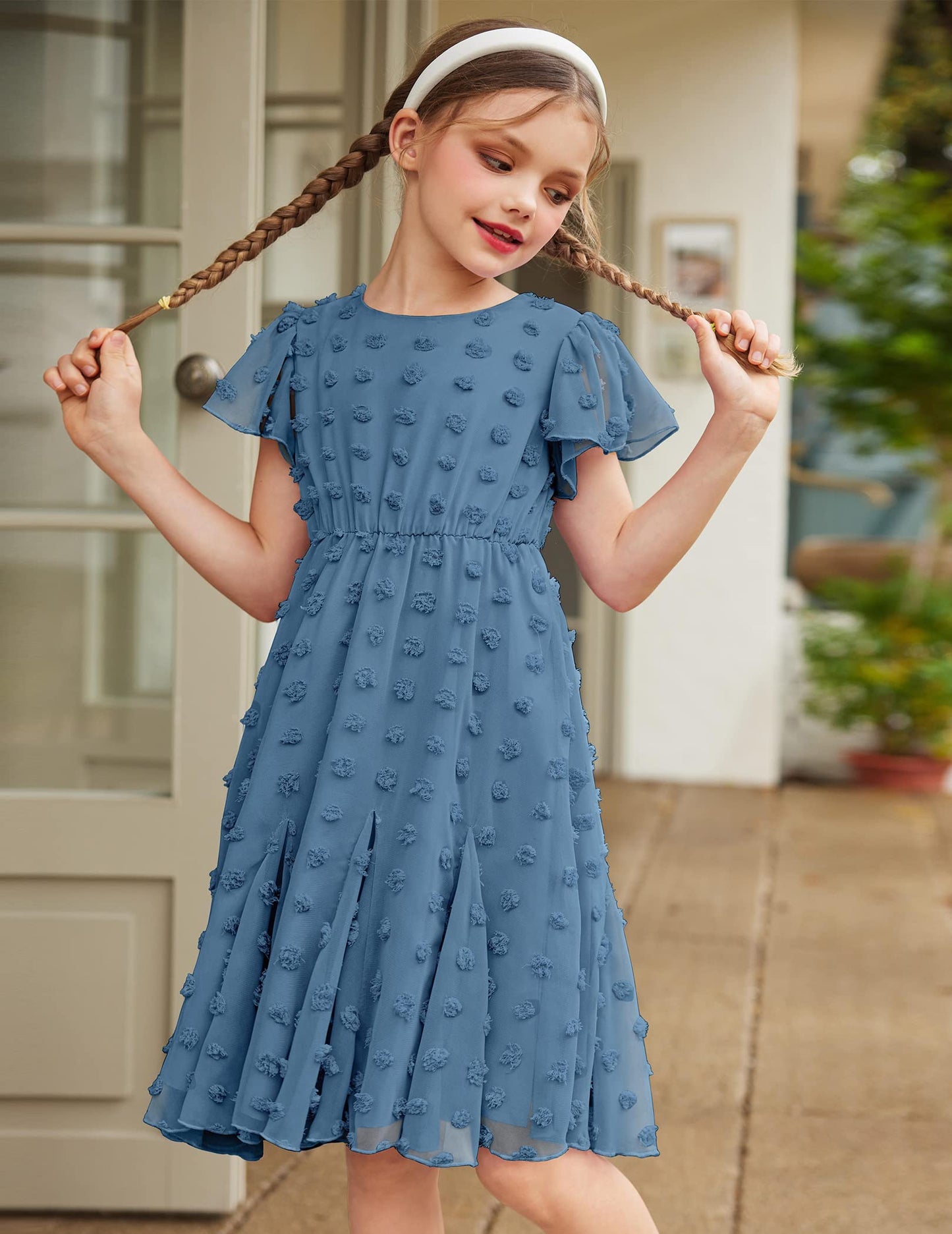 Flypigs Kleid Mädchen Festlich Hochzeit Party Kurzarm Sommer Freizeitkleid Prinzessin Chiffon Kleider Kinder Teenager Kleidung 3-12 Jahre