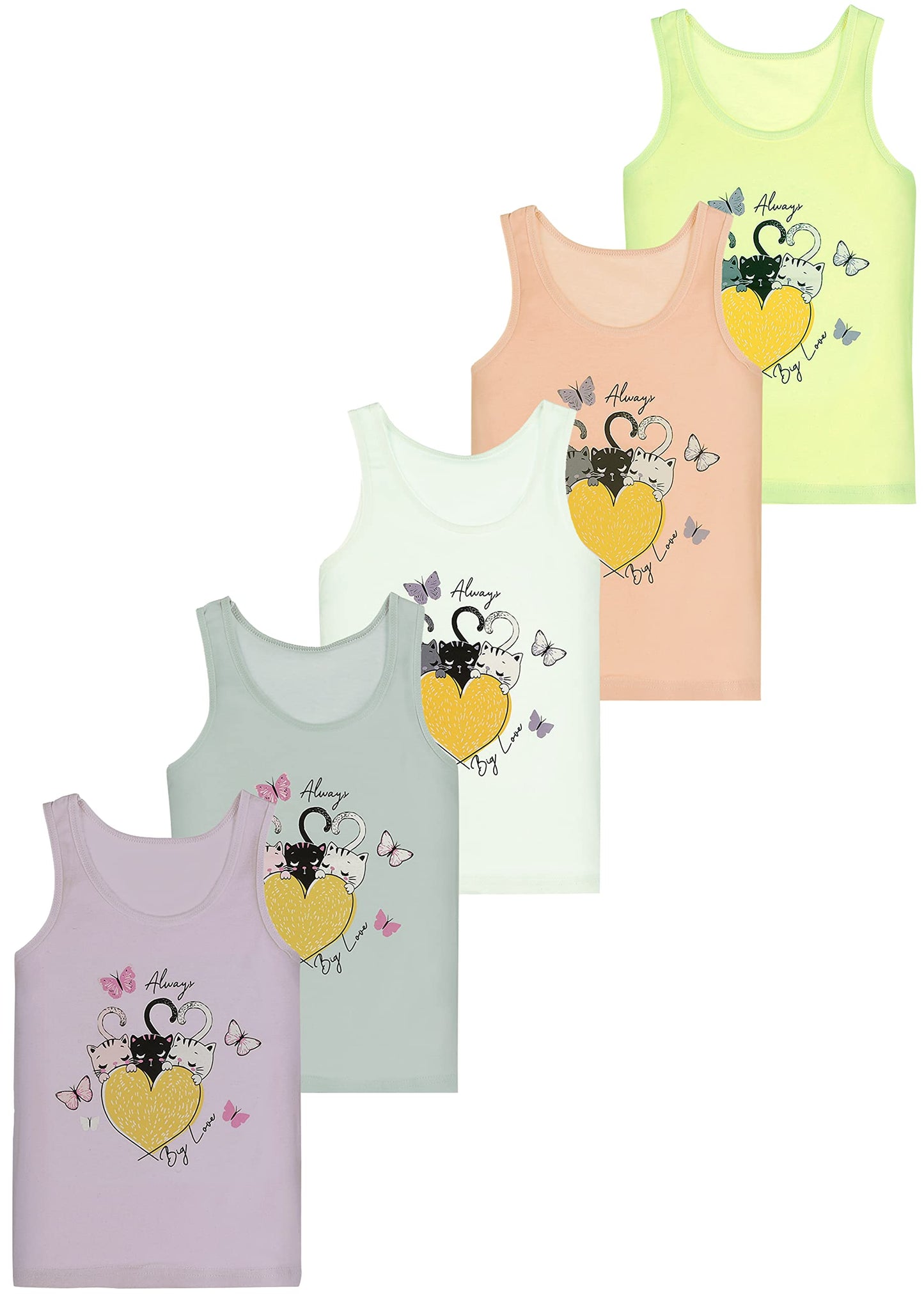 LOREZA ® 5 girls' cotton undershirts tank tops - sizes 92-170