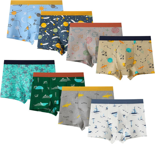 Anntry Kinder Weiche Baumwollene Unterwäschen Kleinkind 8 Pack Kleine Jungen Sortiert Boxer Shorts Slips 2-12 Jahre