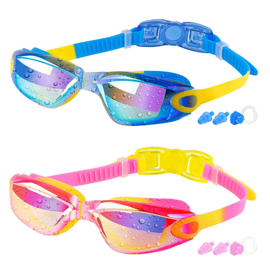 COOLOO Swimming Goggles Kids, 2 Pack Swimming Goggles for Children Boys Girls Junior 3-15 Years, Anti-Fog, No Leaking