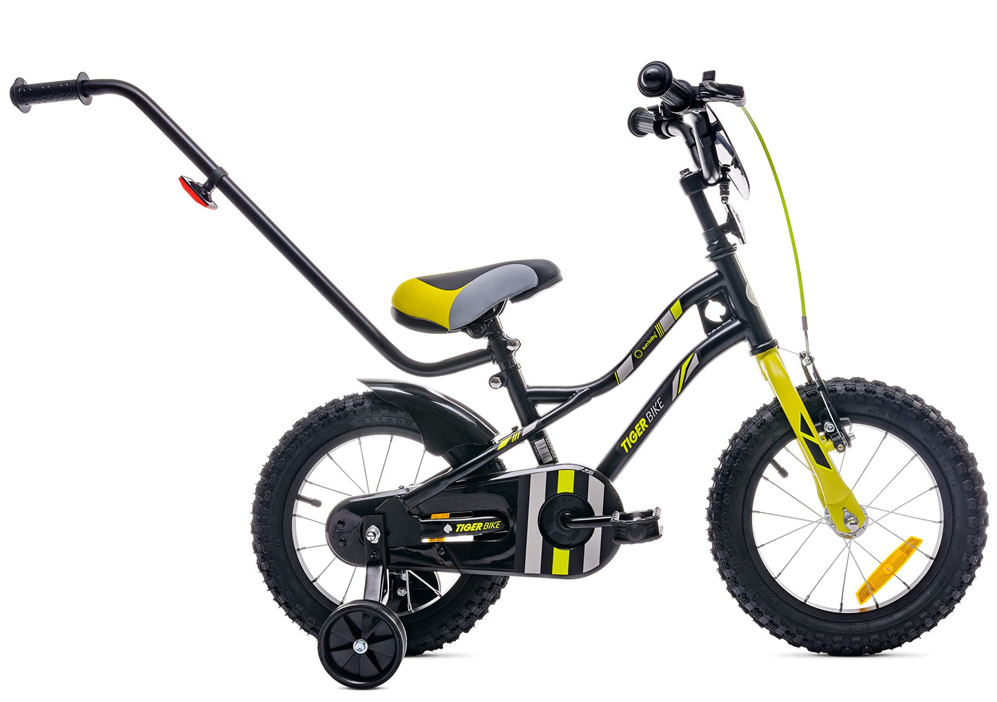 sun baby Jungenfahrrad Kinderfahrrad 14 und 16 Zoll Jungen Tiger Tracker Bike Leicht Stützräder mit Schubstange ab 2-6 Jahre BMX Fahrrad Kinder