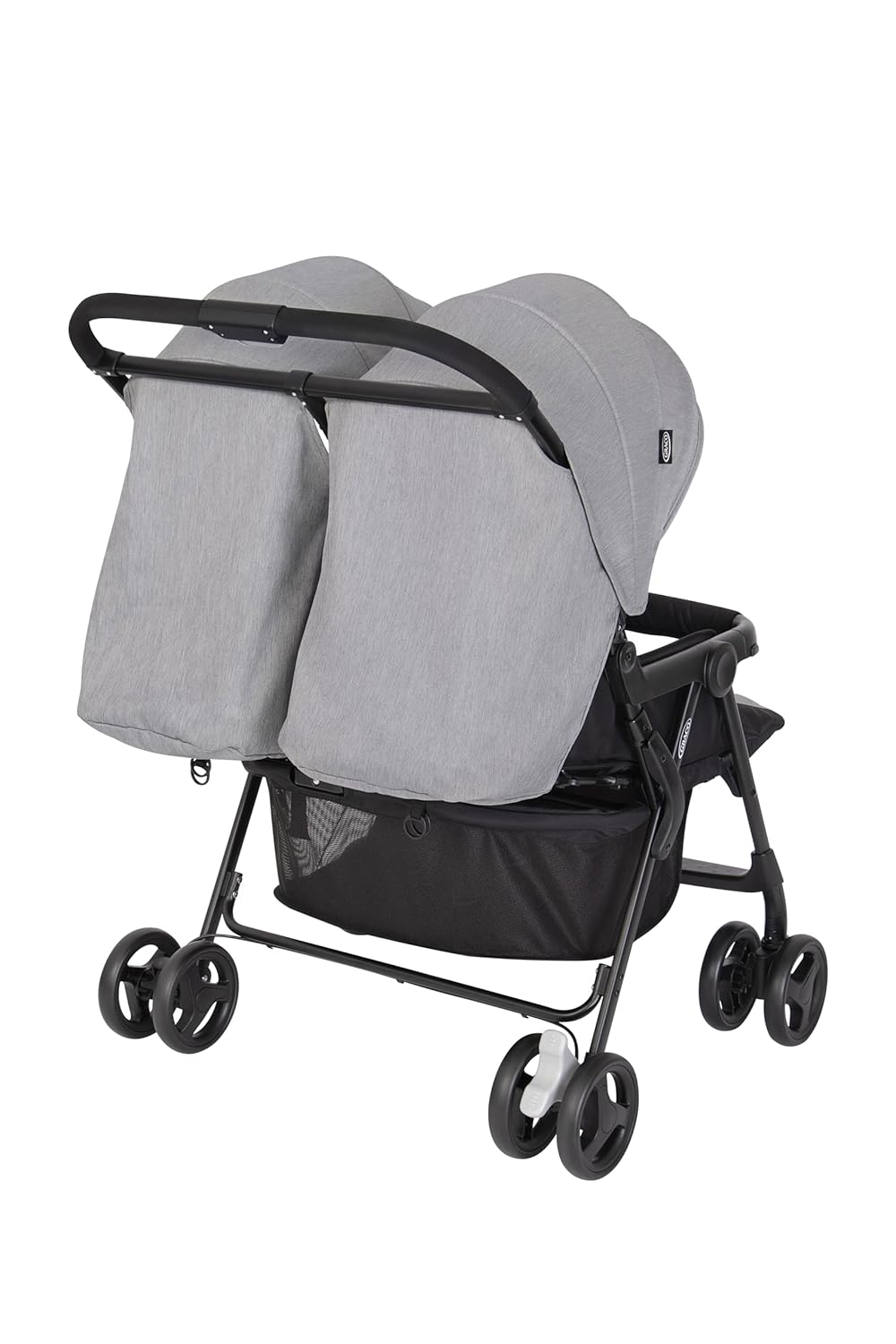 Graco DuoRider™ Double Pushchair - Baby Stroller - From Birth to 3 Years (15kg) Lightweight Quick Fold Free Standing Large Storage Basket - Includes Rain Cover - Grey - Steeple Gray