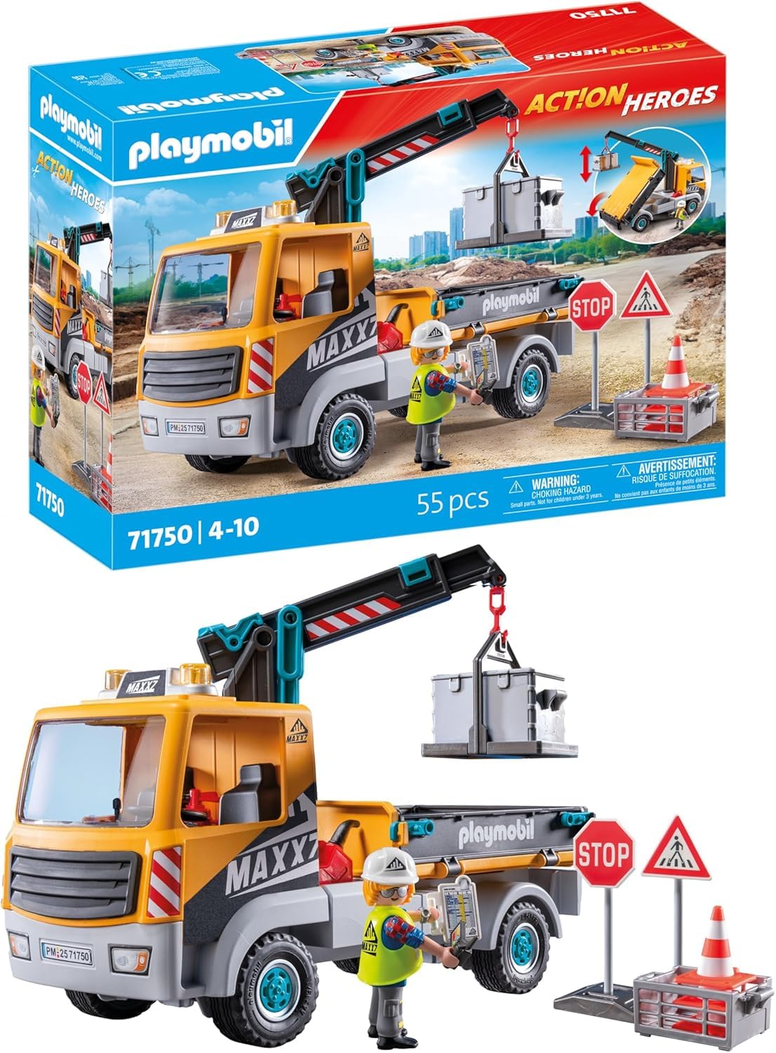 PLAYMOBIL Road Construction Site Toy Child Construction Site Play Set Toy for Children from 4 Years 71751