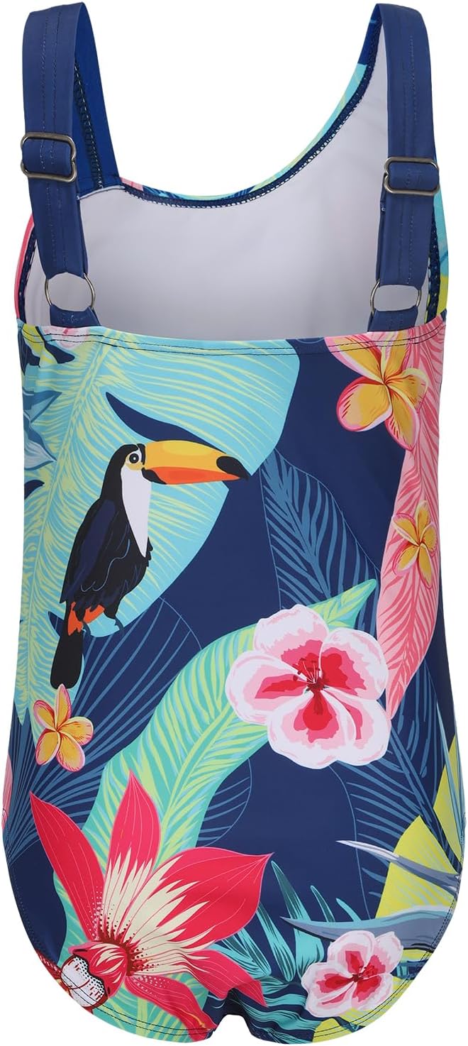 Swimsuit Girls Children One-Piece Swimwear Girls Teenagers Hawaii Elastic Wide Straps Swimsuit 110-164 / 6-16 Years