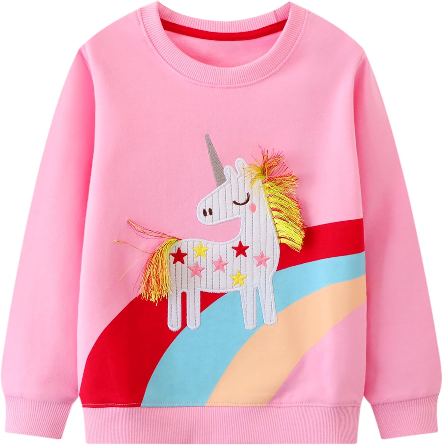 JinBei Sweatshirt für Mädchen Kinder Pullover Baumwolle Top Casual Jumper Kleinkind Langarmshirt Warme Kleidung, Alter 2-7 Jahre alt, Gr.92-122