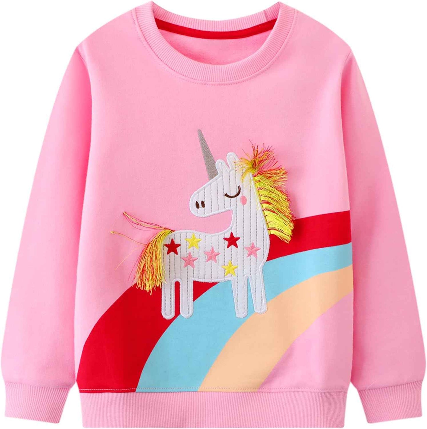 JinBei Sweatshirt für Mädchen Kinder Pullover Baumwolle Top Casual Jumper Kleinkind Langarmshirt Warme Kleidung, Alter 2-7 Jahre alt, Gr.92-122