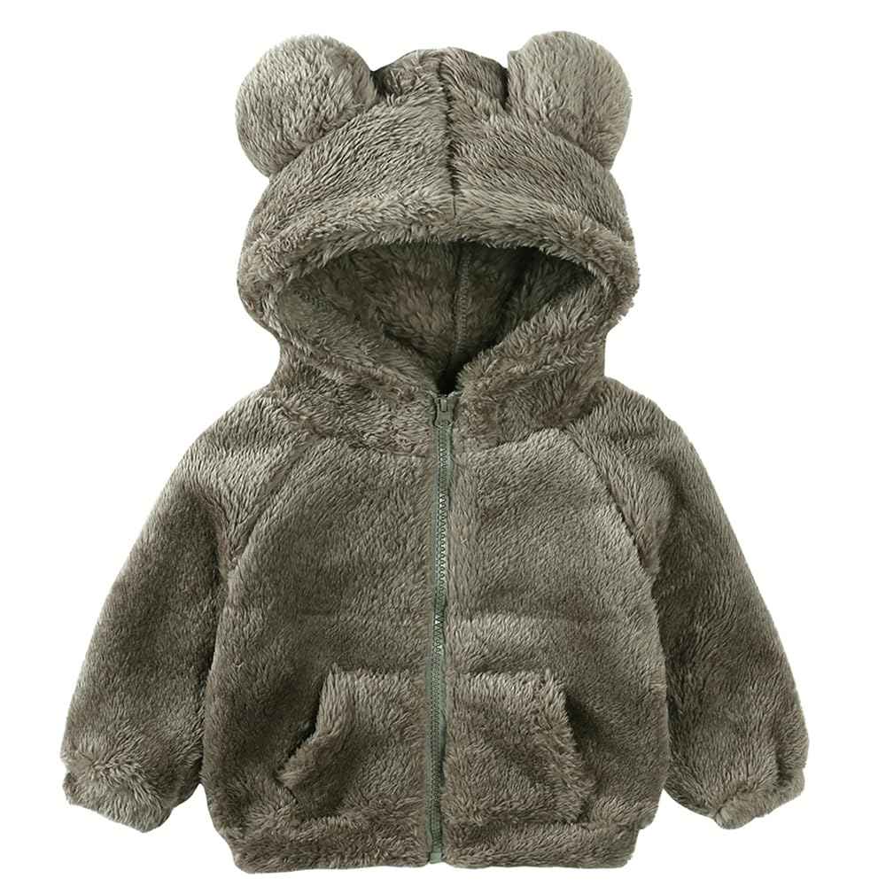 Gajaous Newborn Baby Girls Boys Fleece Hooded Jacket Zip Bear Coat Warm Winter Outwear