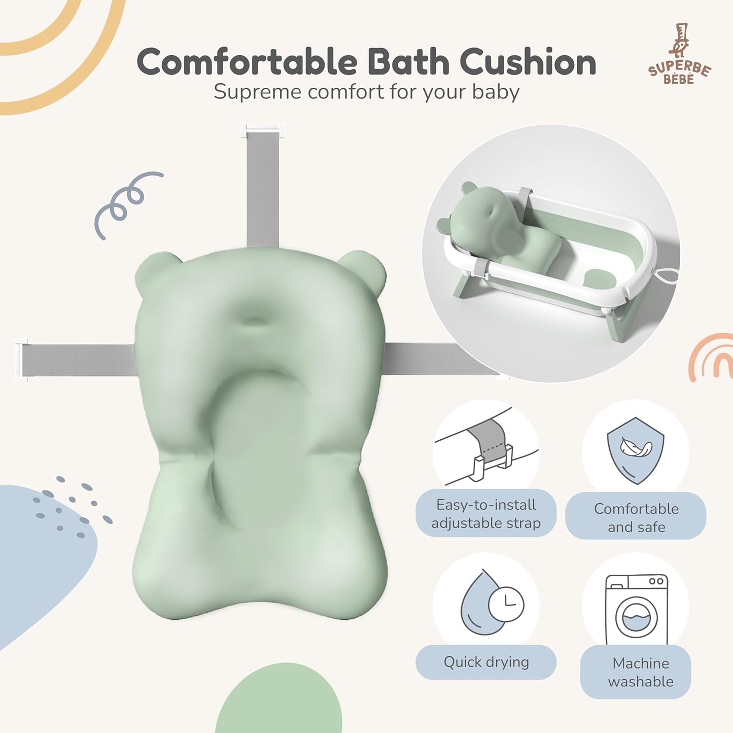 Faltbar Baby Badewanne Mit Rutschfestem Badewannensitz - Babywanne Xxl Mit Badethermometer - Von Der Geburt Bis 3 Jahre - Baby Bathtub - Babygeschenk - Geburtsgeschenke Für Mädchen & Jungen