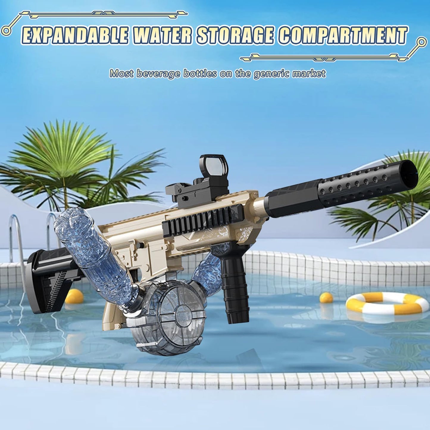Elektrische Wasserpistole Sehr Stark Wassermaschinenpistole mit Wiederaufladbare Batterie Squirt Gun Wasser Spielzeug bis zu 20ft,Outdoor Water Gun Schießspiel für Erwachsene and Kinder (Blau)