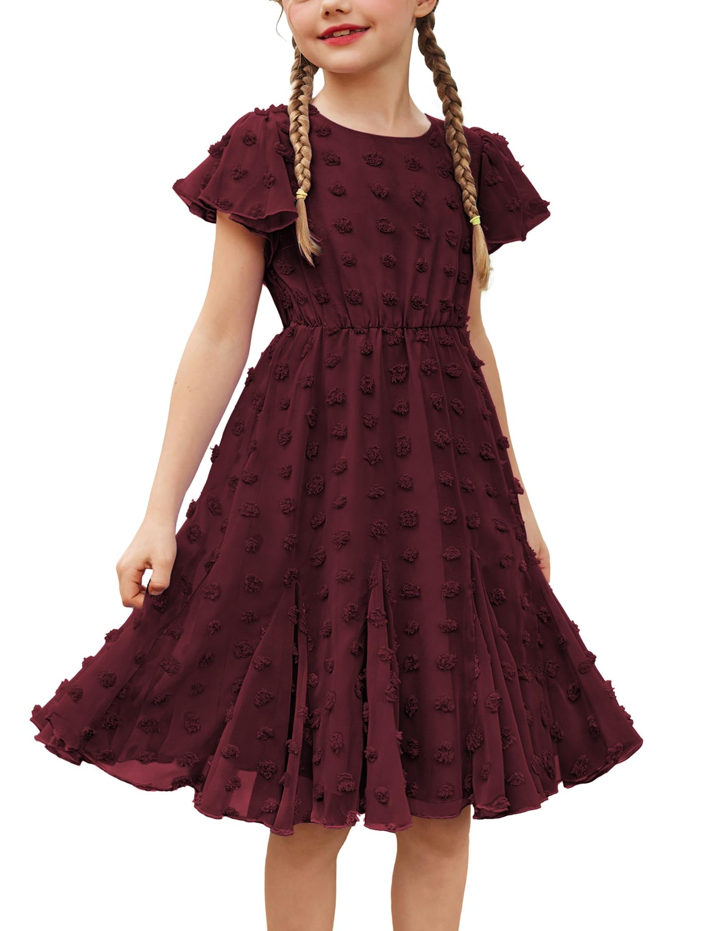Flypigs Kleid Mädchen Festlich Hochzeit Party Kurzarm Sommer Freizeitkleid Prinzessin Chiffon Kleider Kinder Teenager Kleidung 3-12 Jahre