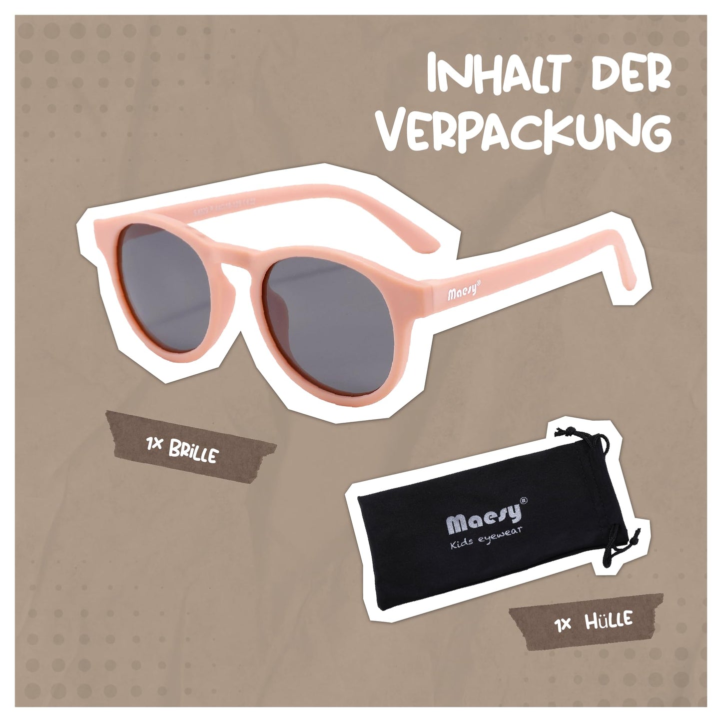 Maesy Faela Kindersonnenbrille für 3-6 Jahre - UV400 polarisierter Schutz - Flexibler und flexibler Rahmen - Sichere und bequeme Kindersonnenbrille für Kleinkinder