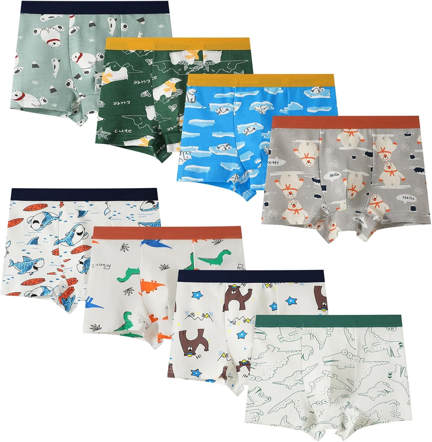 Anntry Kinder Weiche Baumwollene Unterwäschen Kleinkind 8 Pack Kleine Jungen Sortiert Boxer Shorts Slips 2-12 Jahre
