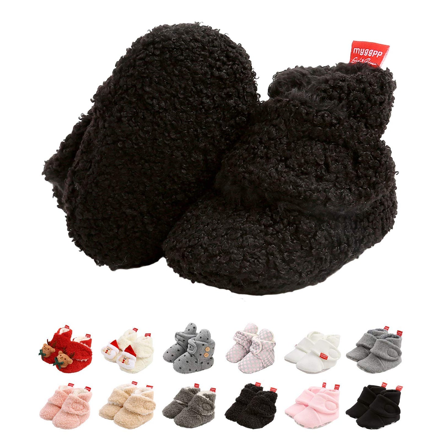 Edoton Infant Boys Girls Warm Slippers Winter White Cute Soft Cotton Unisex Non-Slip Baby Shoes for Christmas First Birthday Gift.